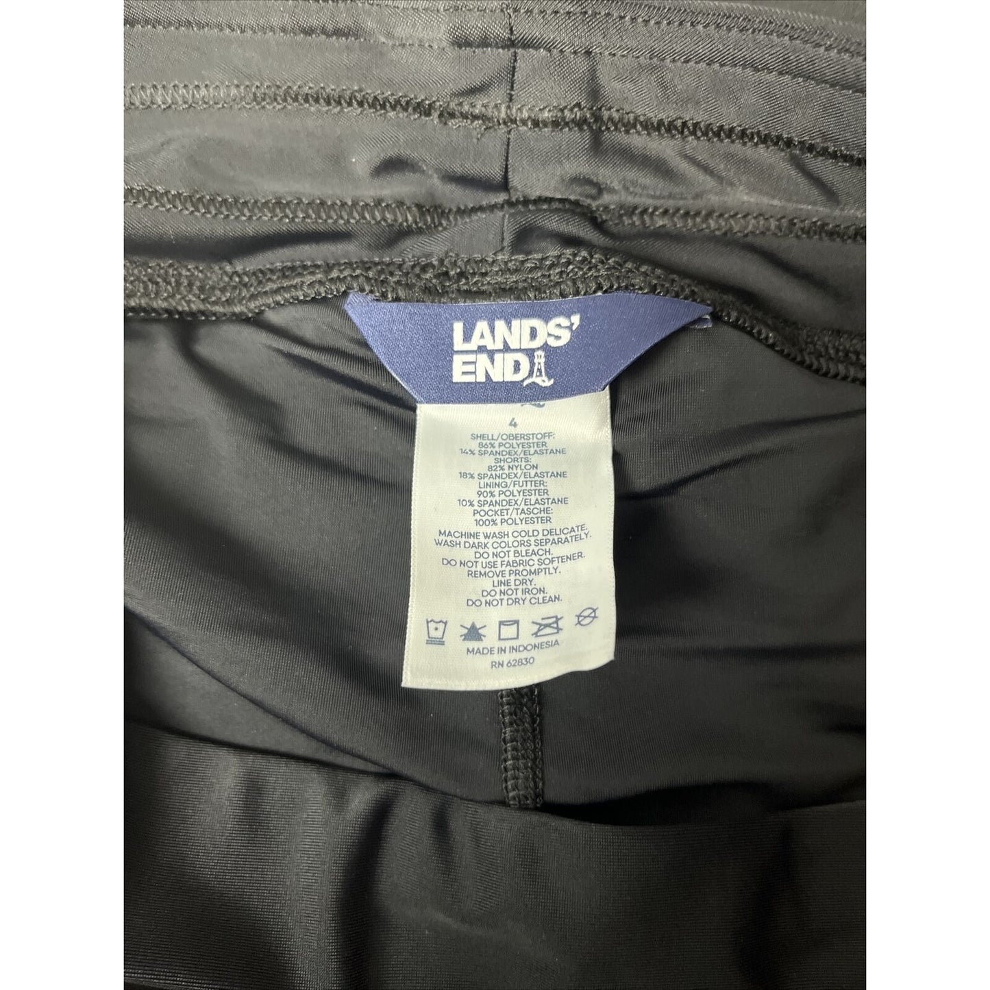 LANDS' END QUICK DRY ACTIVE BOARD SKORT SWIM SKIRT BLACK SIZE 4