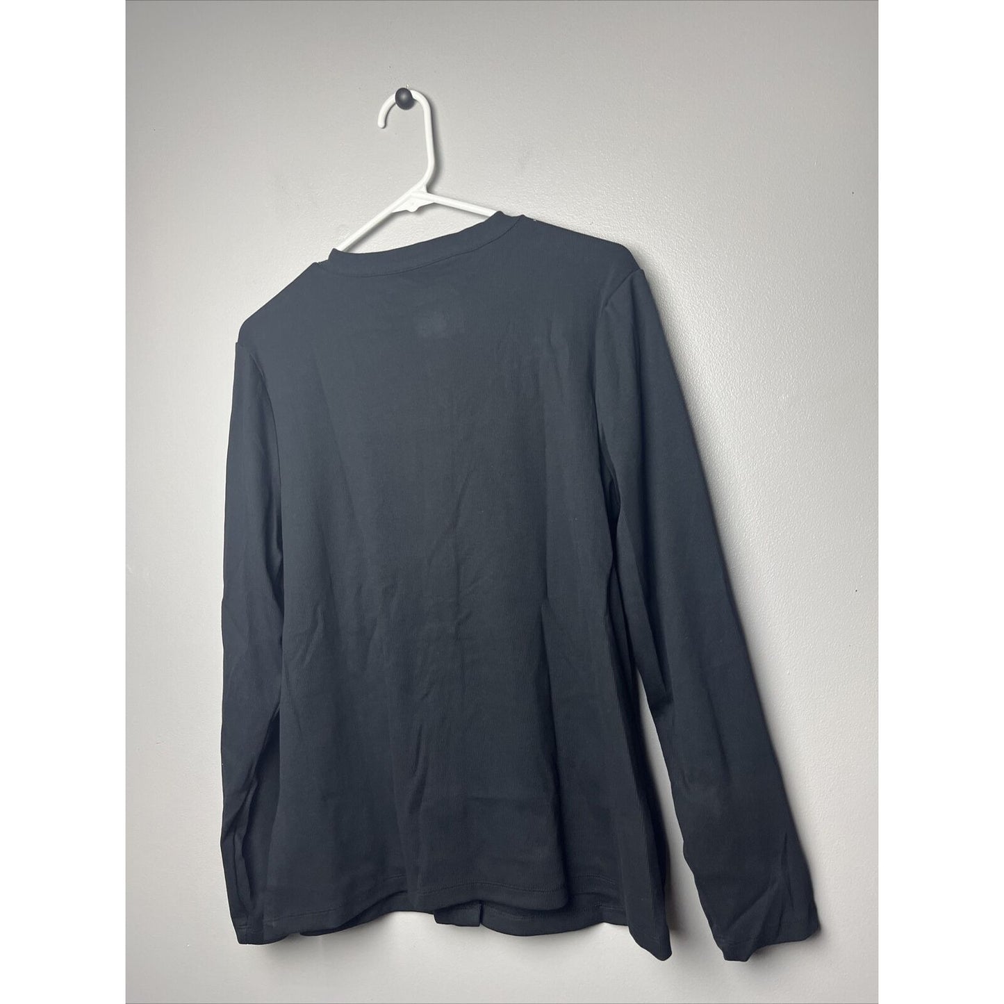 Isaac Mizrahi Live Essentials Ribbed Cotton Cardigan A474347 Pitch Black M