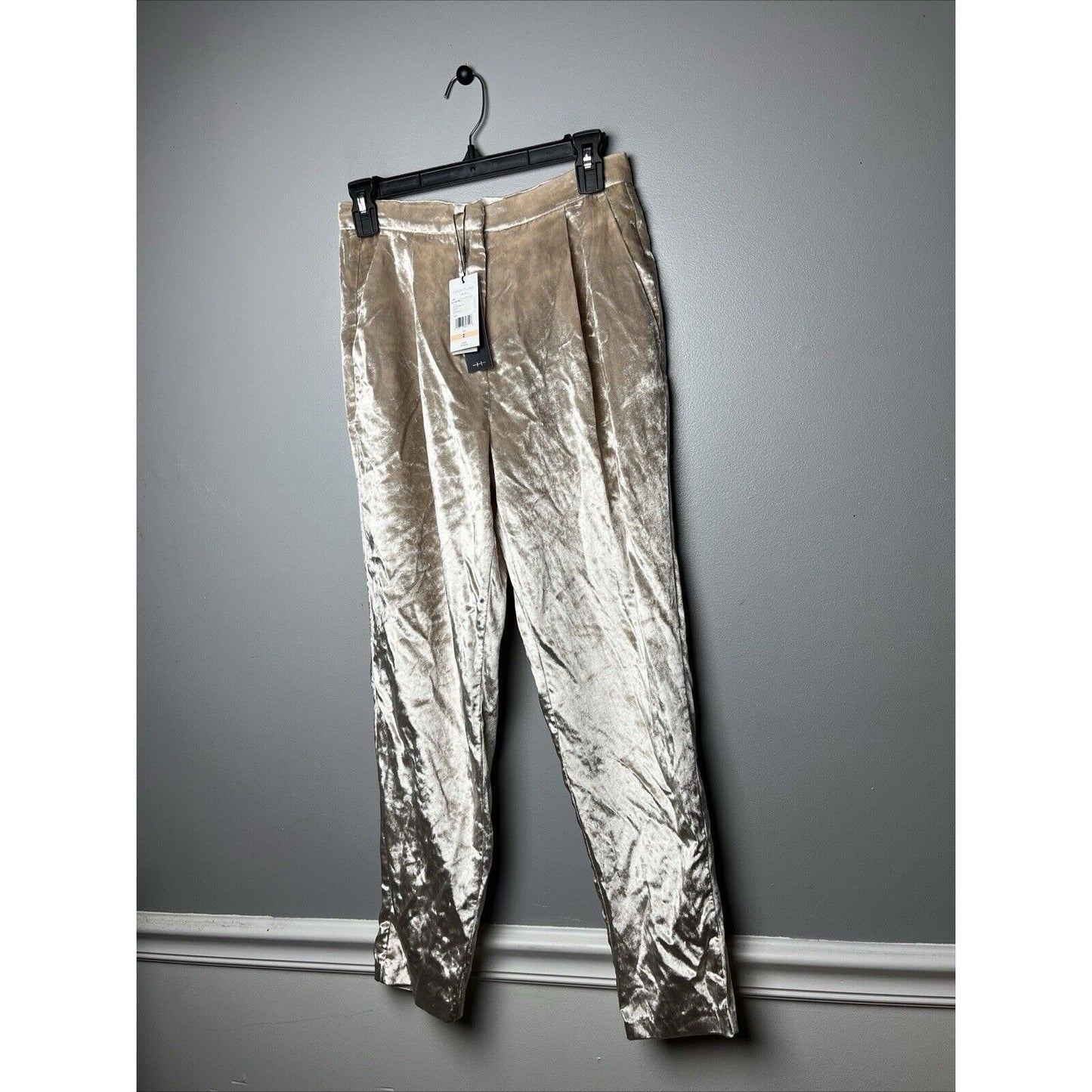 HABITUAL VELVET RAYON BLEND CHAMPAGNE TROUSERS