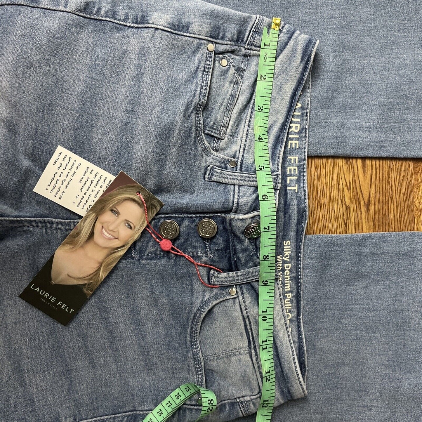 NWT Laurie Felt Silky Denim Pull-On Bootcut Jeans Button Vintage Blue Size XXS