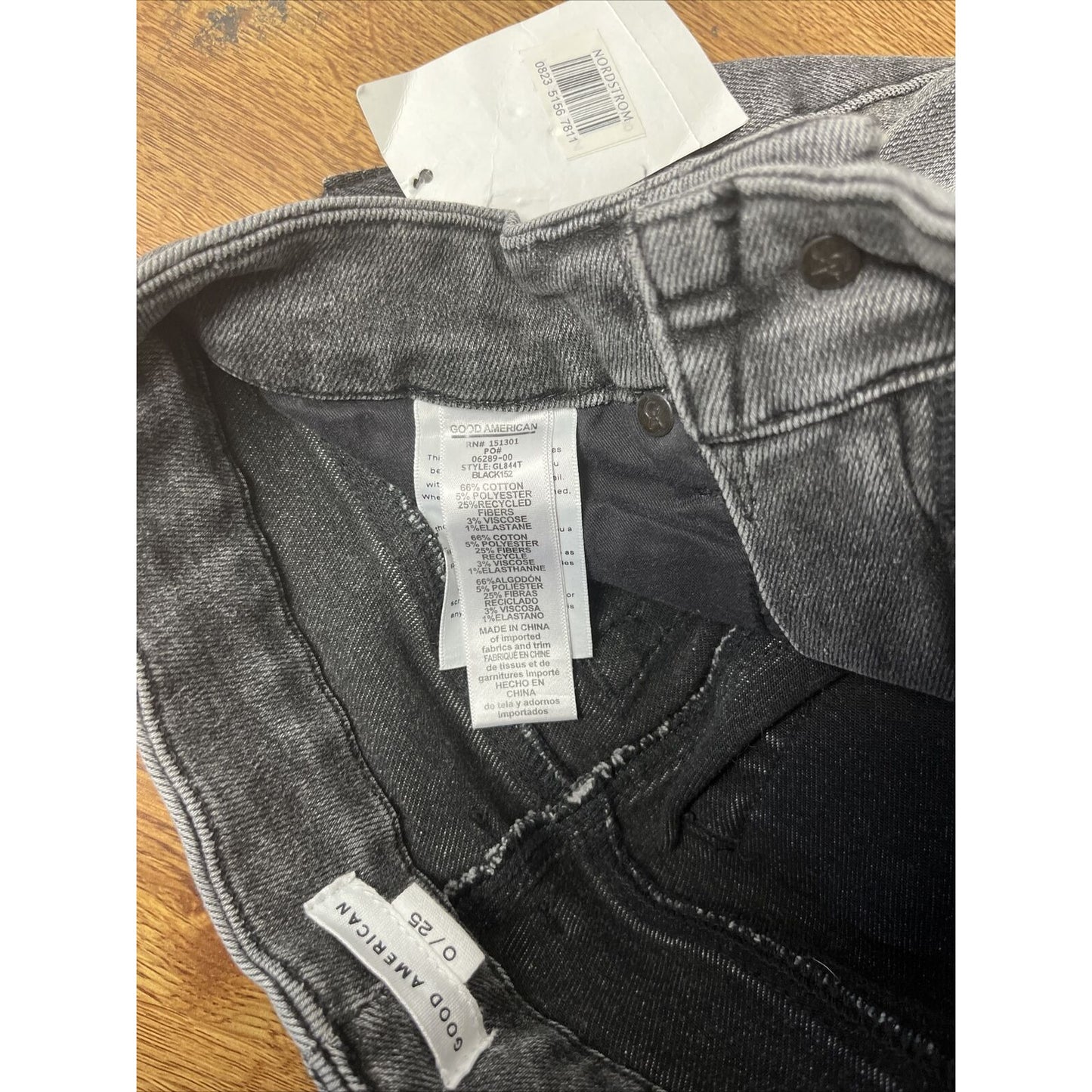 Good American Womens size 0 25 jeans black Good Legs Skinny Ankle