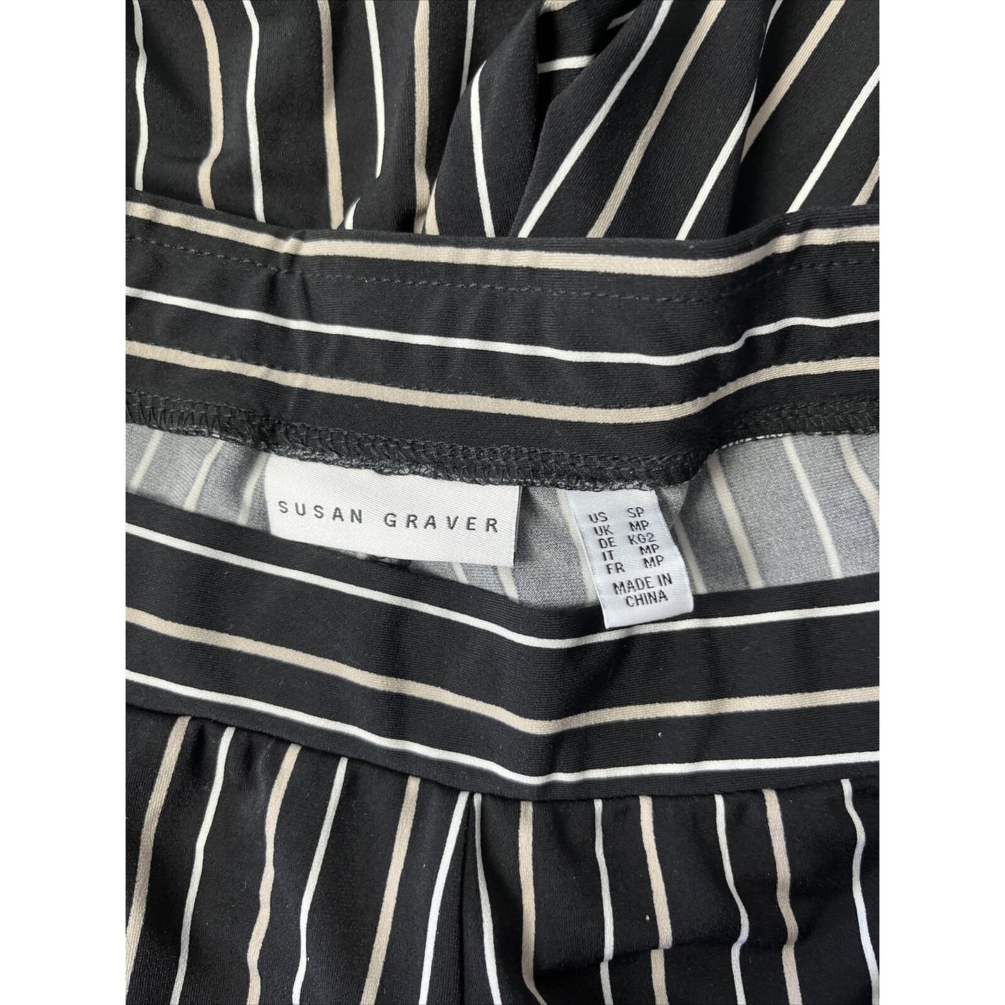 Susan Graver Regular Printed Liquid Knit Pull-On Pants - Black Stripe Petite S