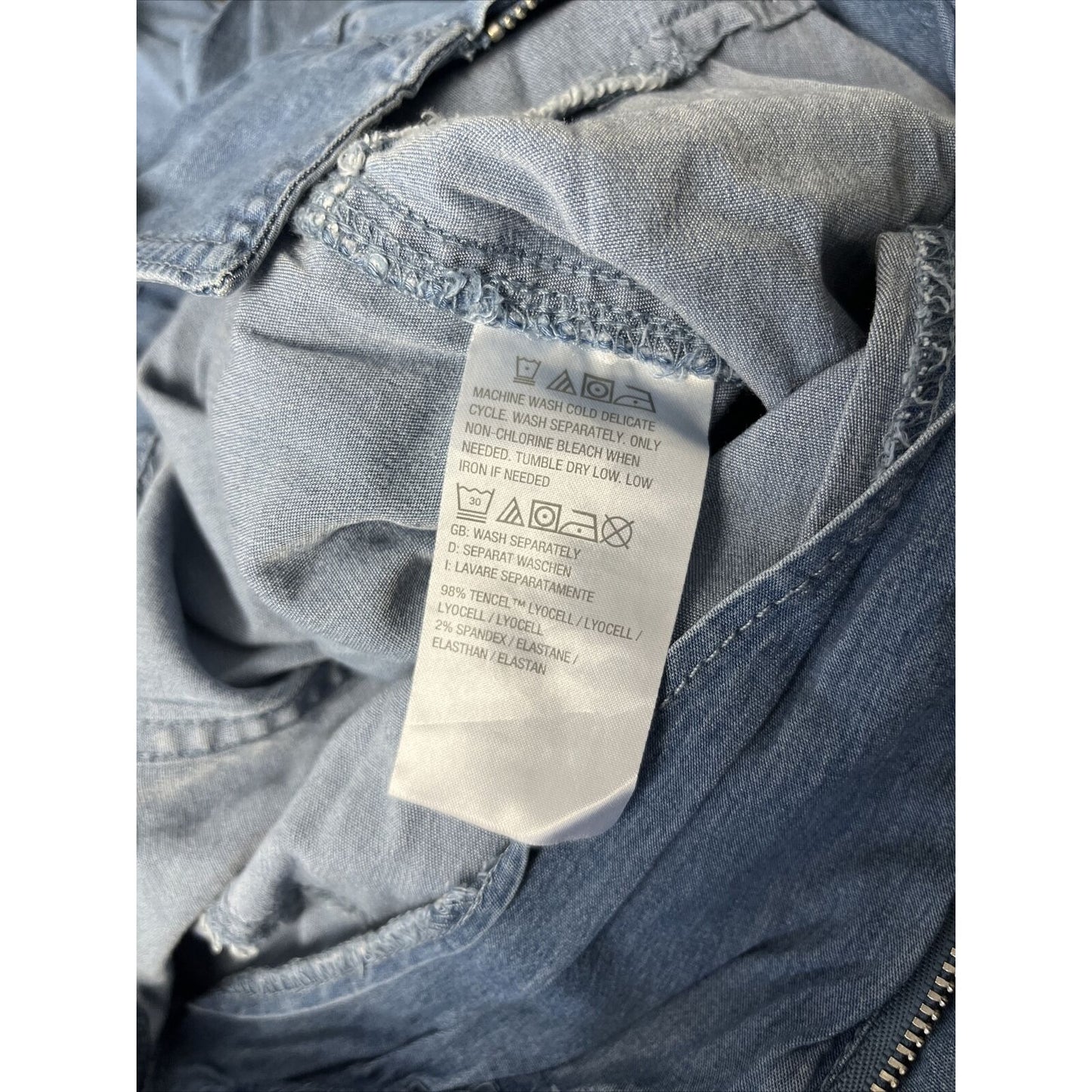 Candace Cameron Bure Short Sleeve Tencel Denim Jumpsuit Medium Malibu A396639
