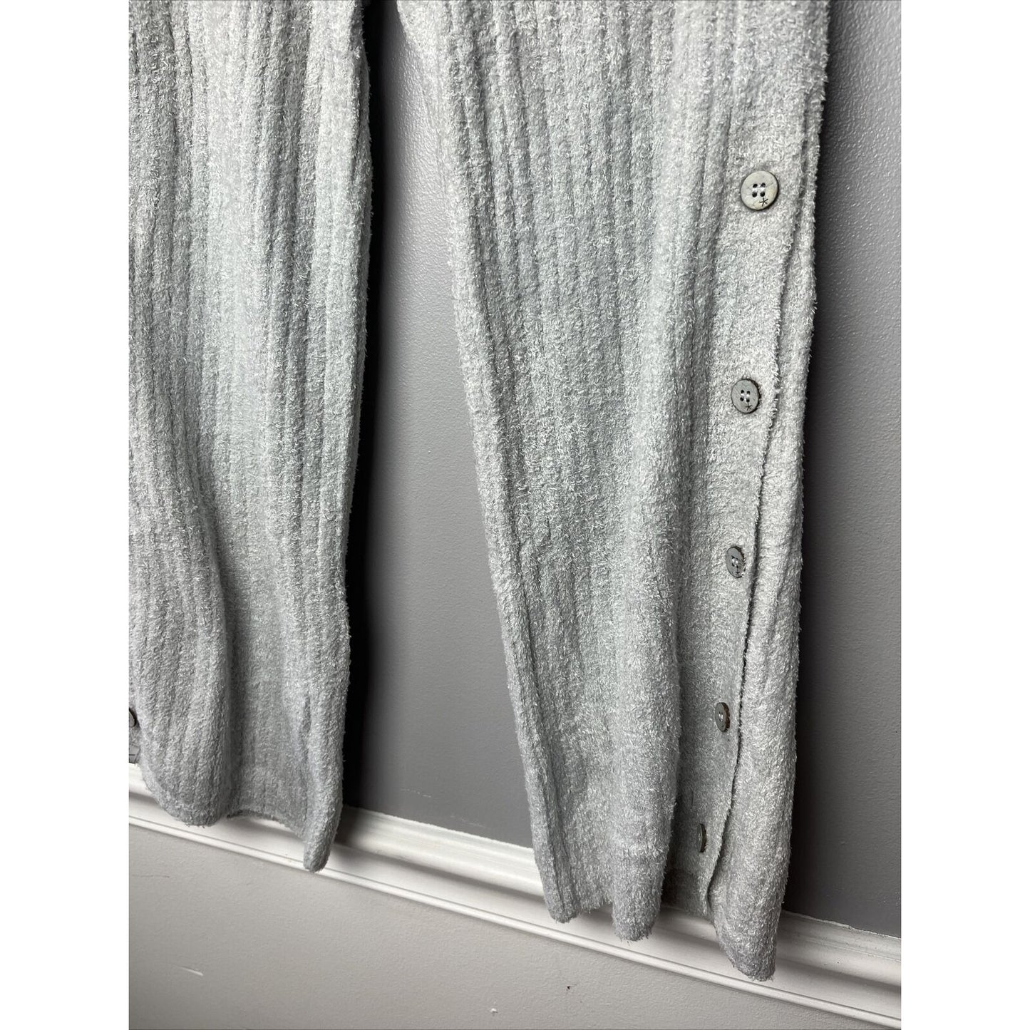 Barefoot Dreams CozyChic Lite Button Cropped Wide Leg Pants Ocean Grey Size S
