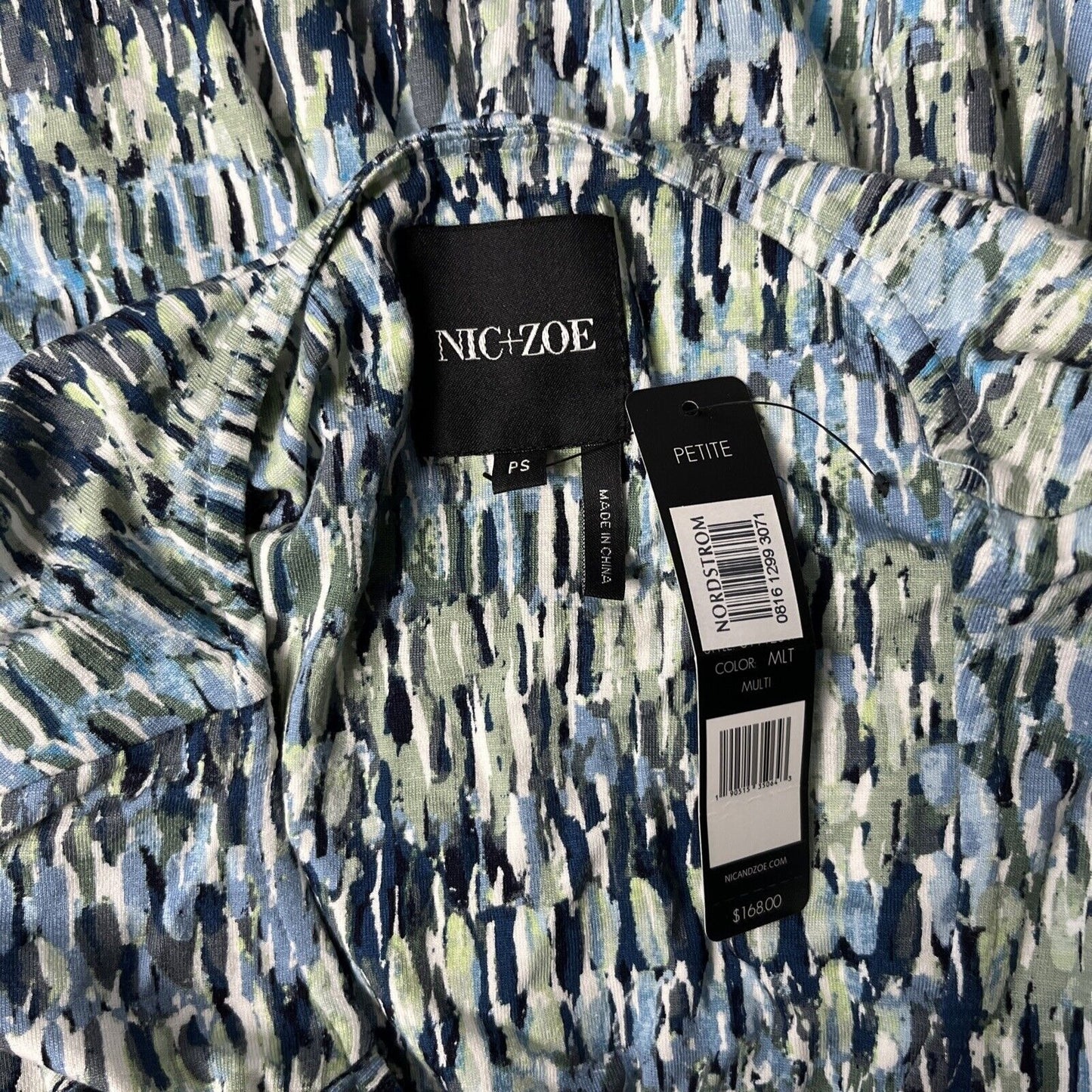 $168 NIC & ZOE FIELD IMPRESSION TWIST MULTI COLOR SHEATH DRESS SIZE PETITE SMALL