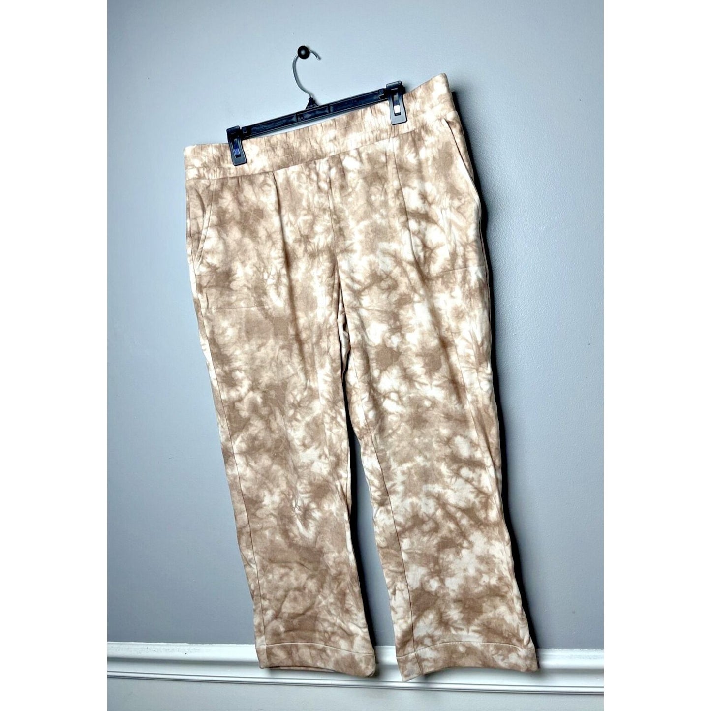 AnyBody Printed Brushed Towel Terry Pants- ALMOND TIE DYE, L #A498719