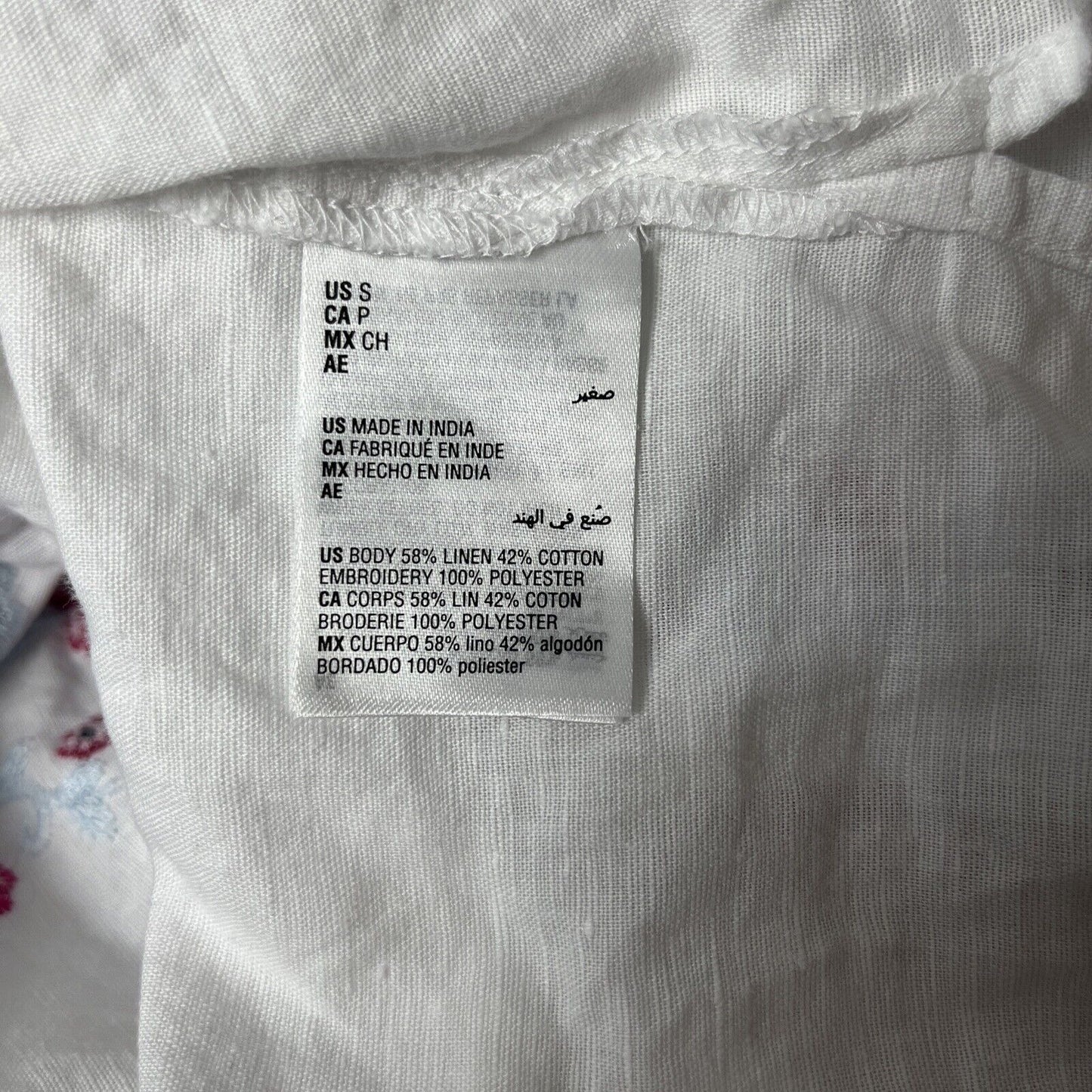 Women's Linen Embroidered Front Blouse Charter Club Luxury Size Small