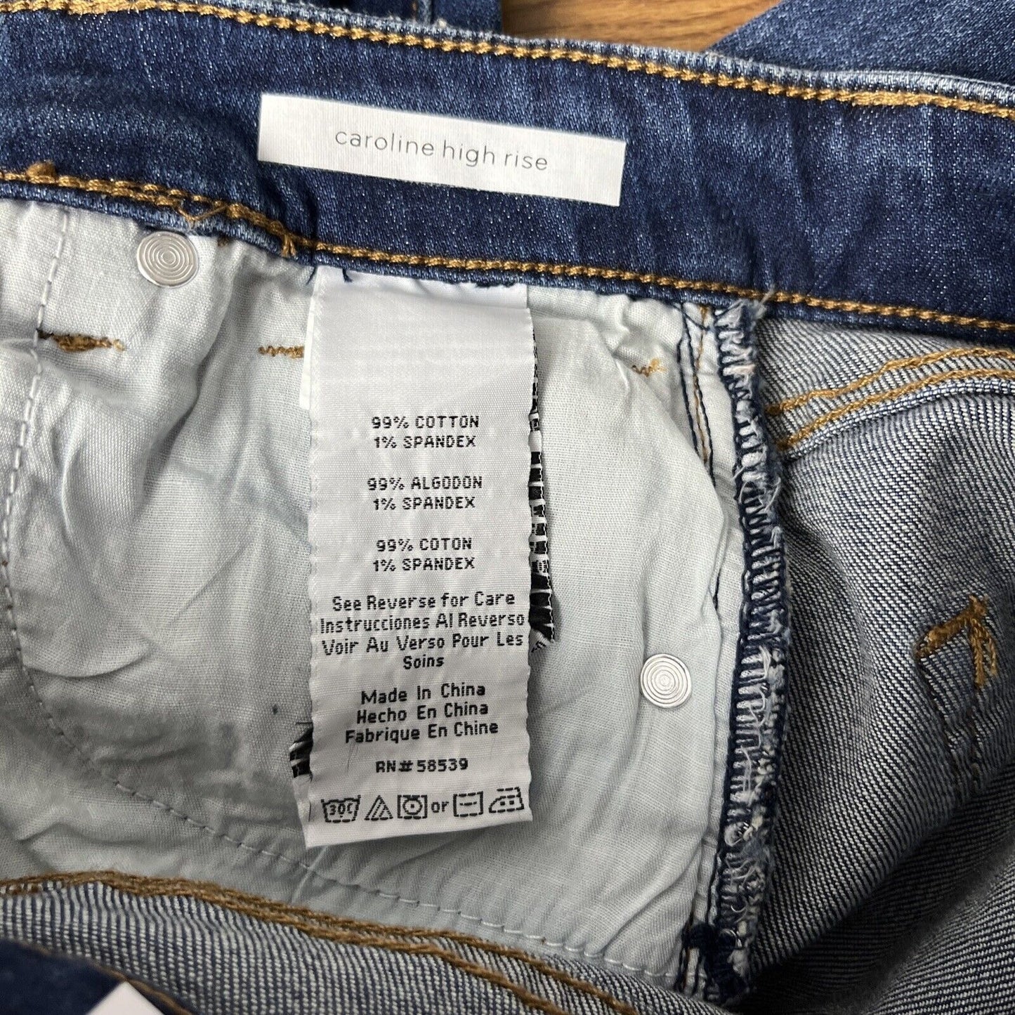 M1083 STS BLUE Caroline High Rise Straight Leg Raw Hem Jeans Blue Womens Size 23