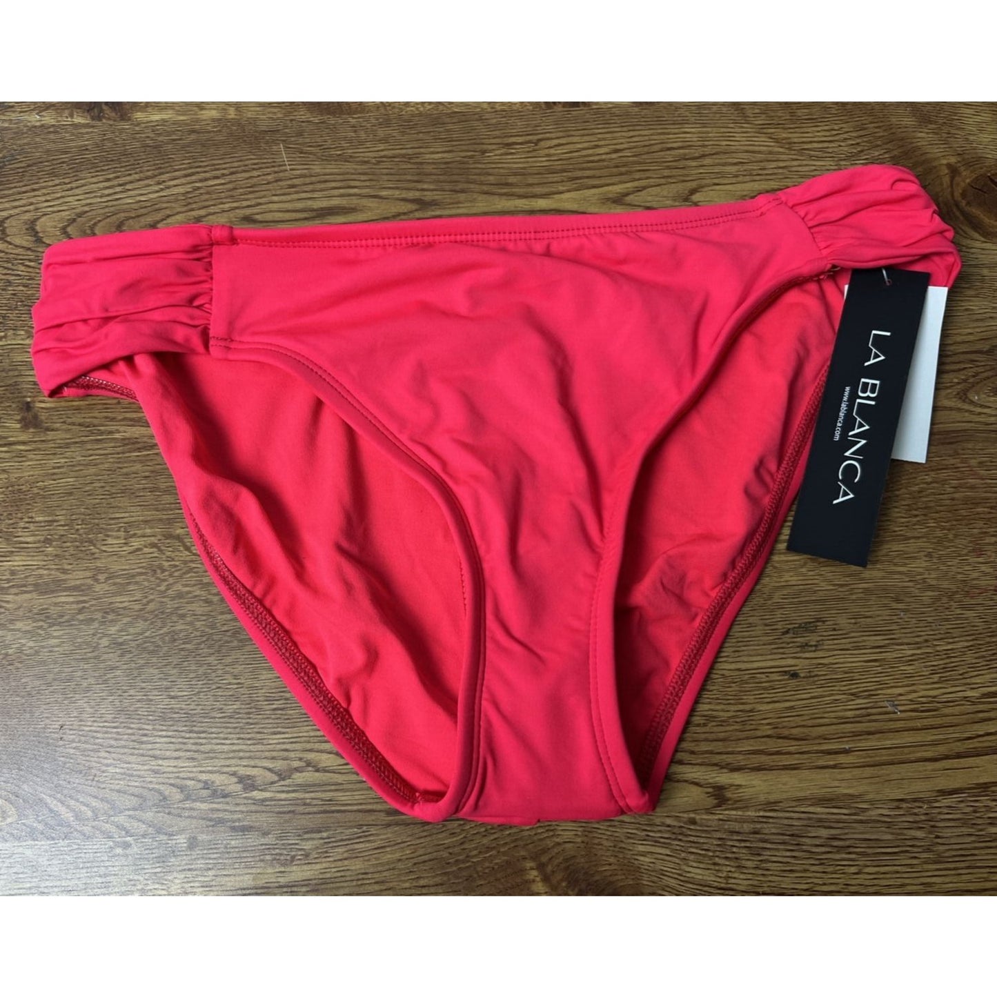 $59 La Blanca Standard Island Goddess Shirred Band Hipster Bikini Bottom Size 12