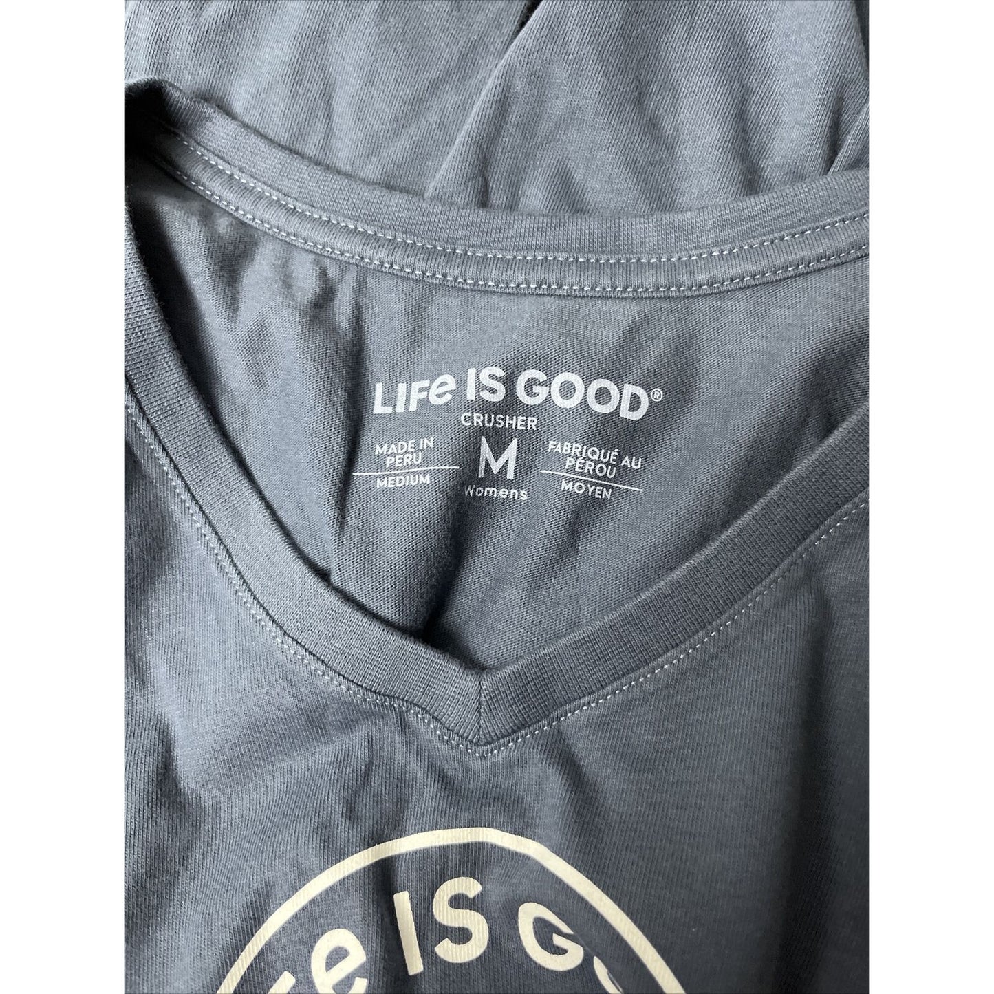 Life is Good Crusher Lite Cotton V-Neck Tee Blue Size Medium