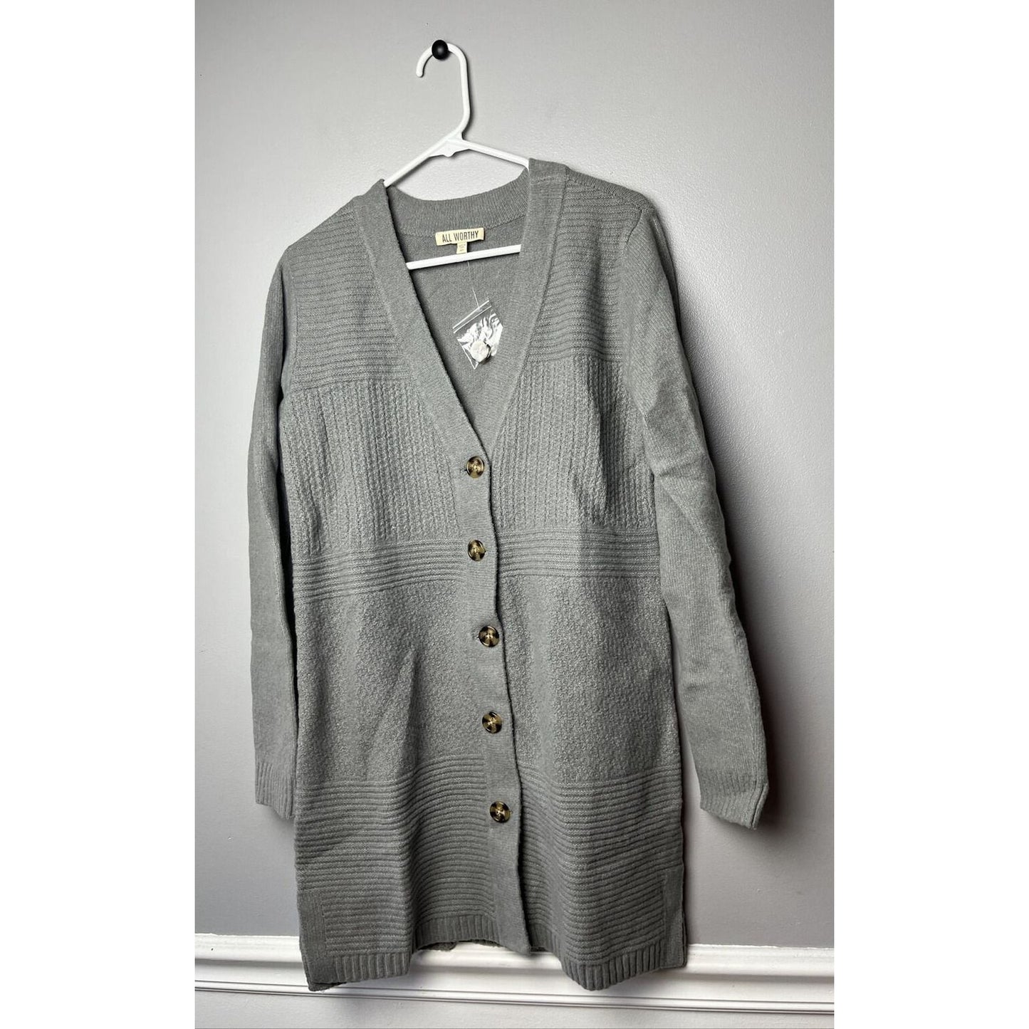 All Worthy Hunter McGrady Button Front Cardigan(Grey, XX-Small) A519002