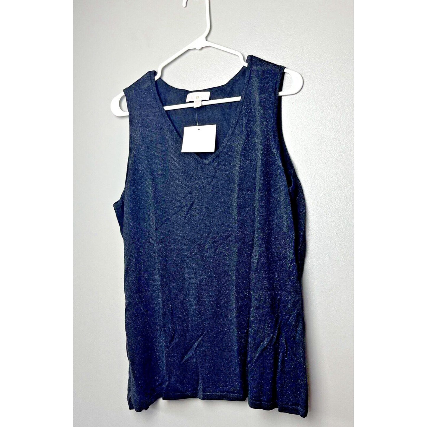 Belle by Kim Gravel Lurex Tank in Twilight Navy Blue Size Large A301586