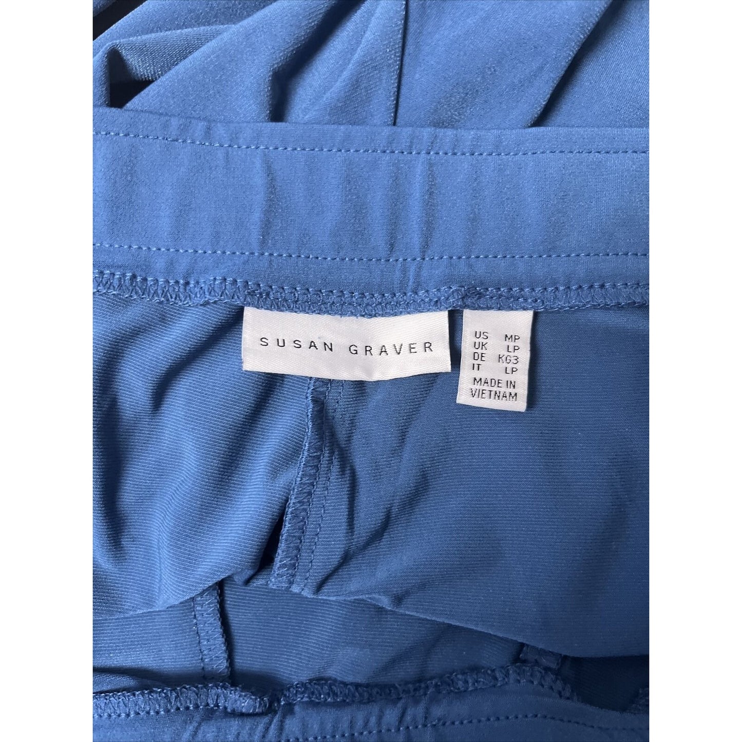 Susan Graver Petite Liquid Knit Track Pants Stripe Blue Petite Medium NWOT