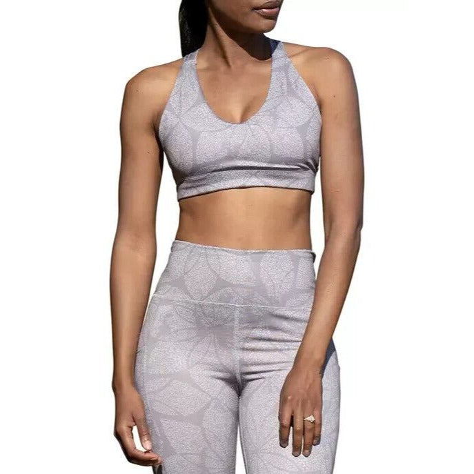 San Francisco City Lights Grey Taylor Lotus Dot Print Sports Bra Size XL