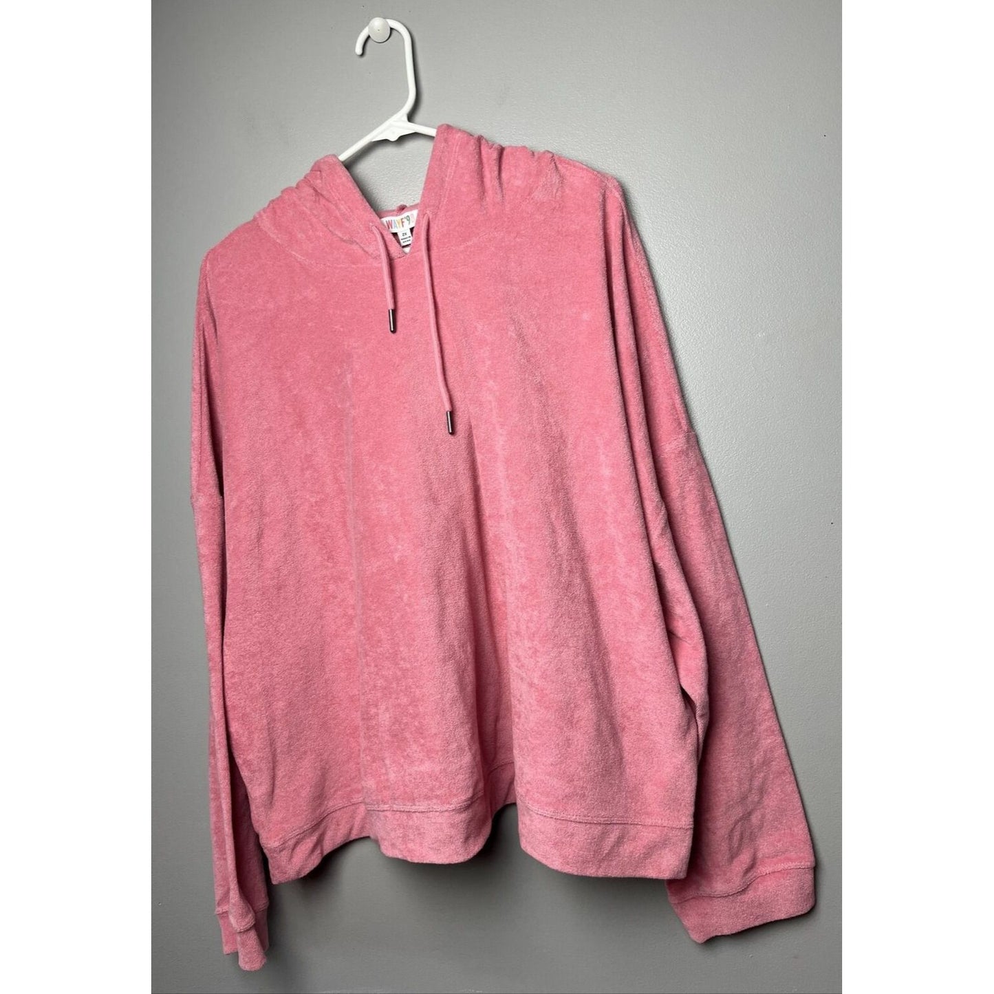 WAYF '98 Luke Terry Cloth Oversize Sweatshirt Hoodie Sz 2X Rose Pink NEW