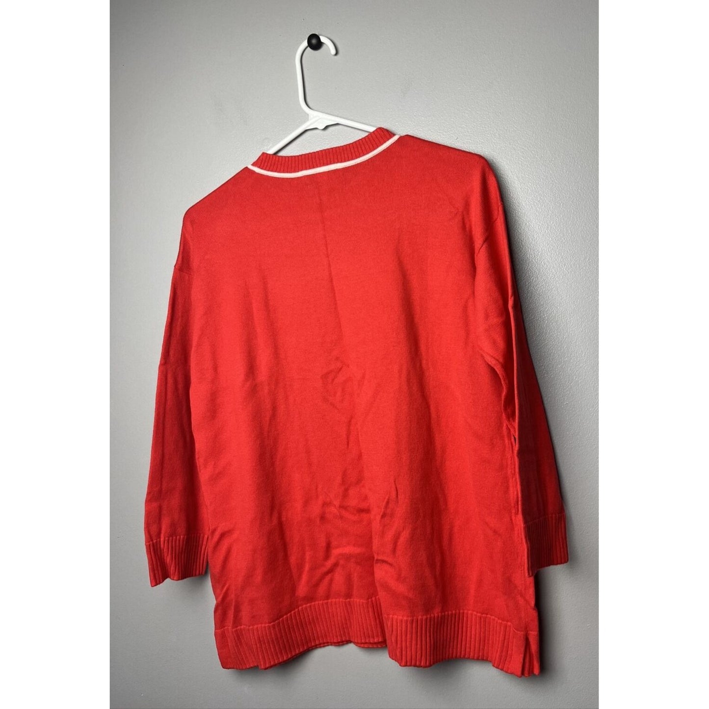 Isaac Mizrahi Live! Drop Shoulder Pullover w/ Contrast (Poppy Red, XS) A471739