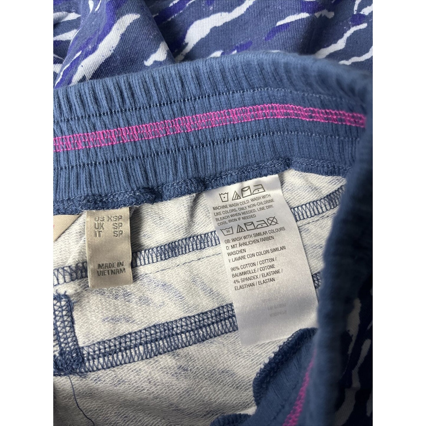 Isaac Mizrahi Live! Printed SOHO French Terry Petite Crop Pants Blue Size XSP