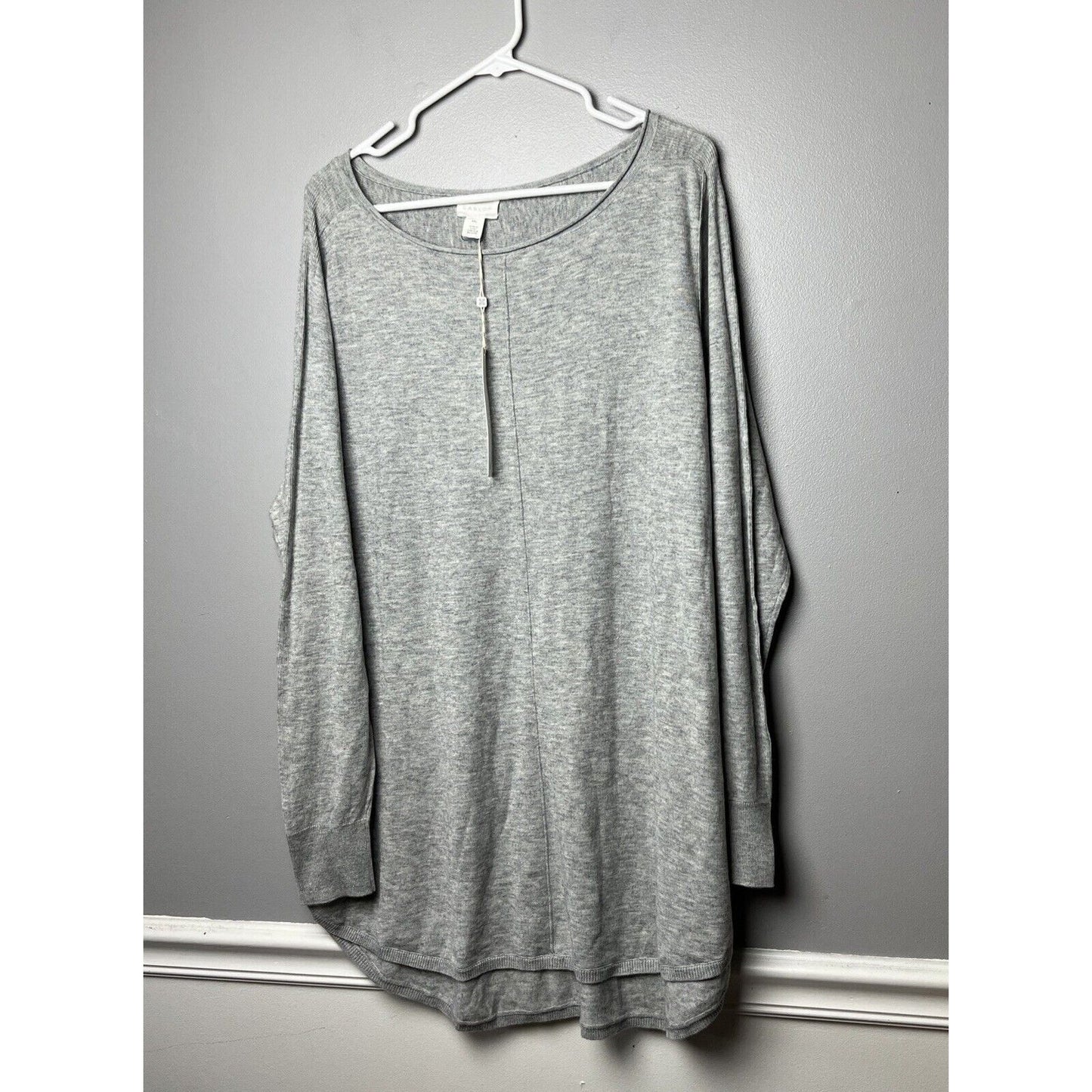Caslon Women's Seam Detail Shirttail Tunic Sweater Pullover Grey Size XXL