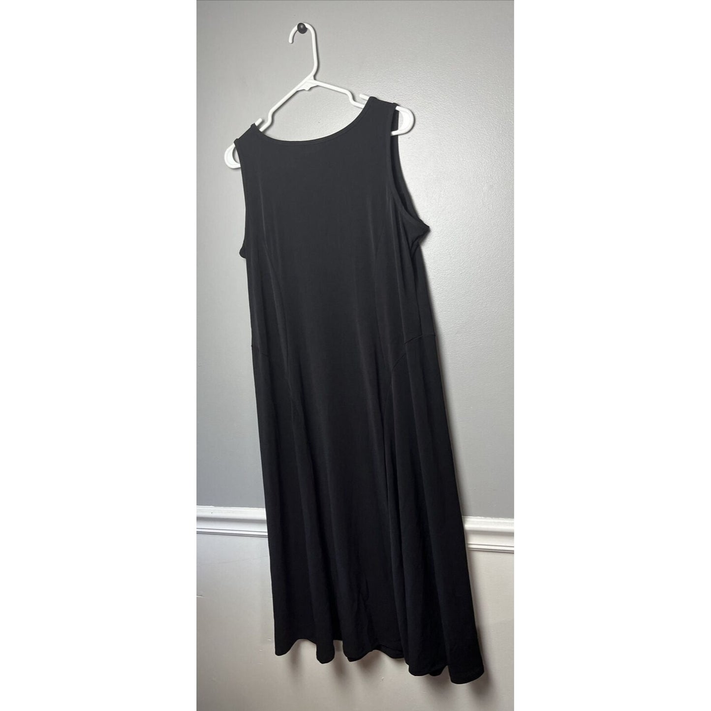 Susan Graver Liquid Knit Sleeveless Midi Dress- Black, PETITE L A480678
