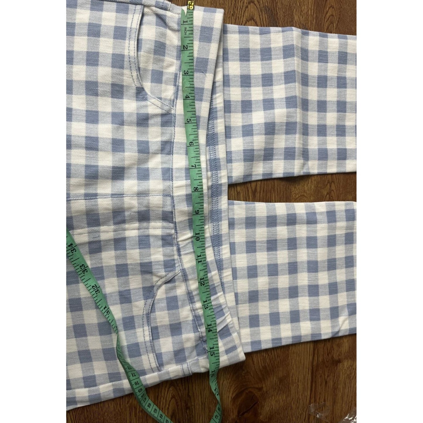 Isaac Mizrahi Live! True Denim Gingham Pull On Straight Jean BLUE Regular 8