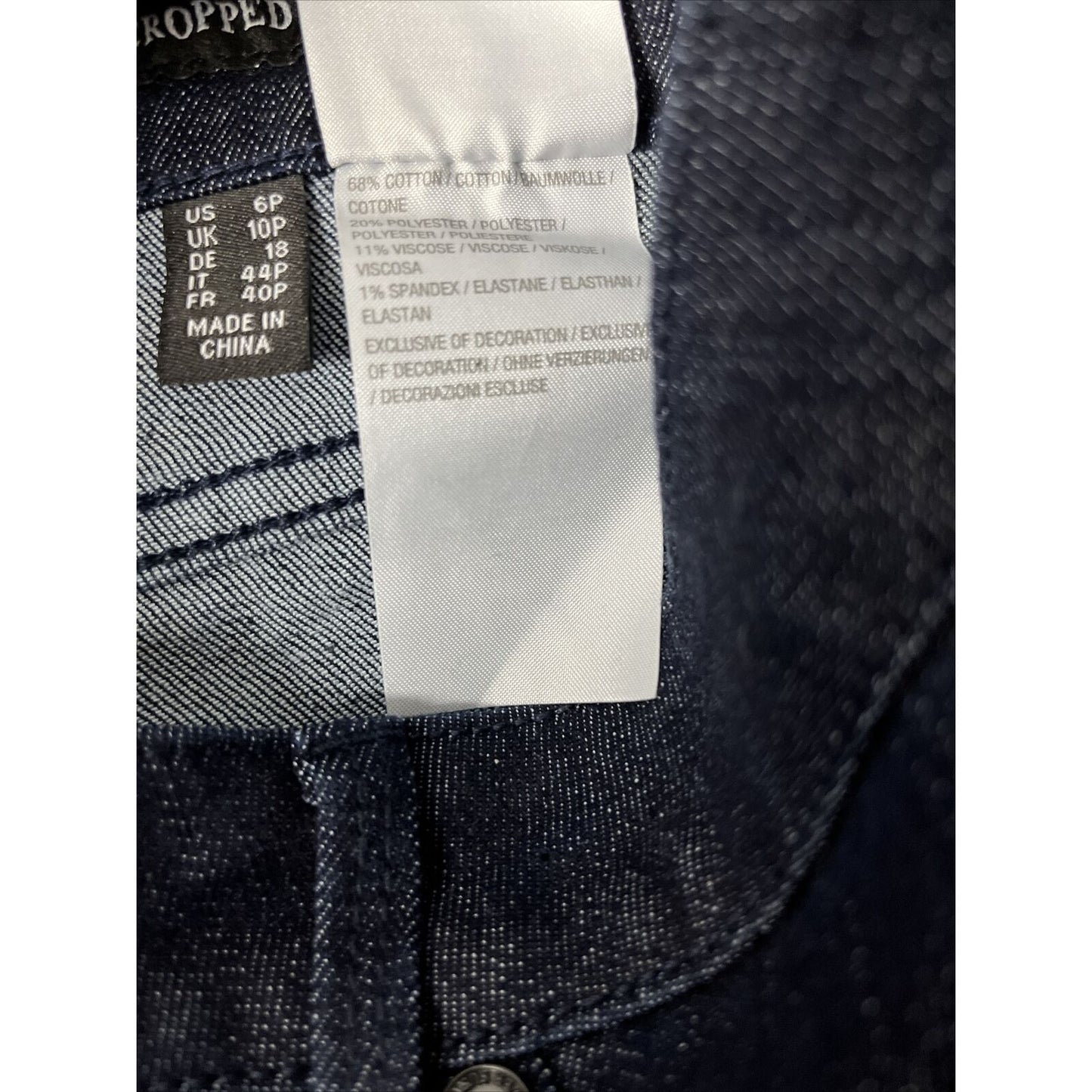 Susan Graver High Stretch Denim Petite Crop Jeans Dark Indigo Size 6P