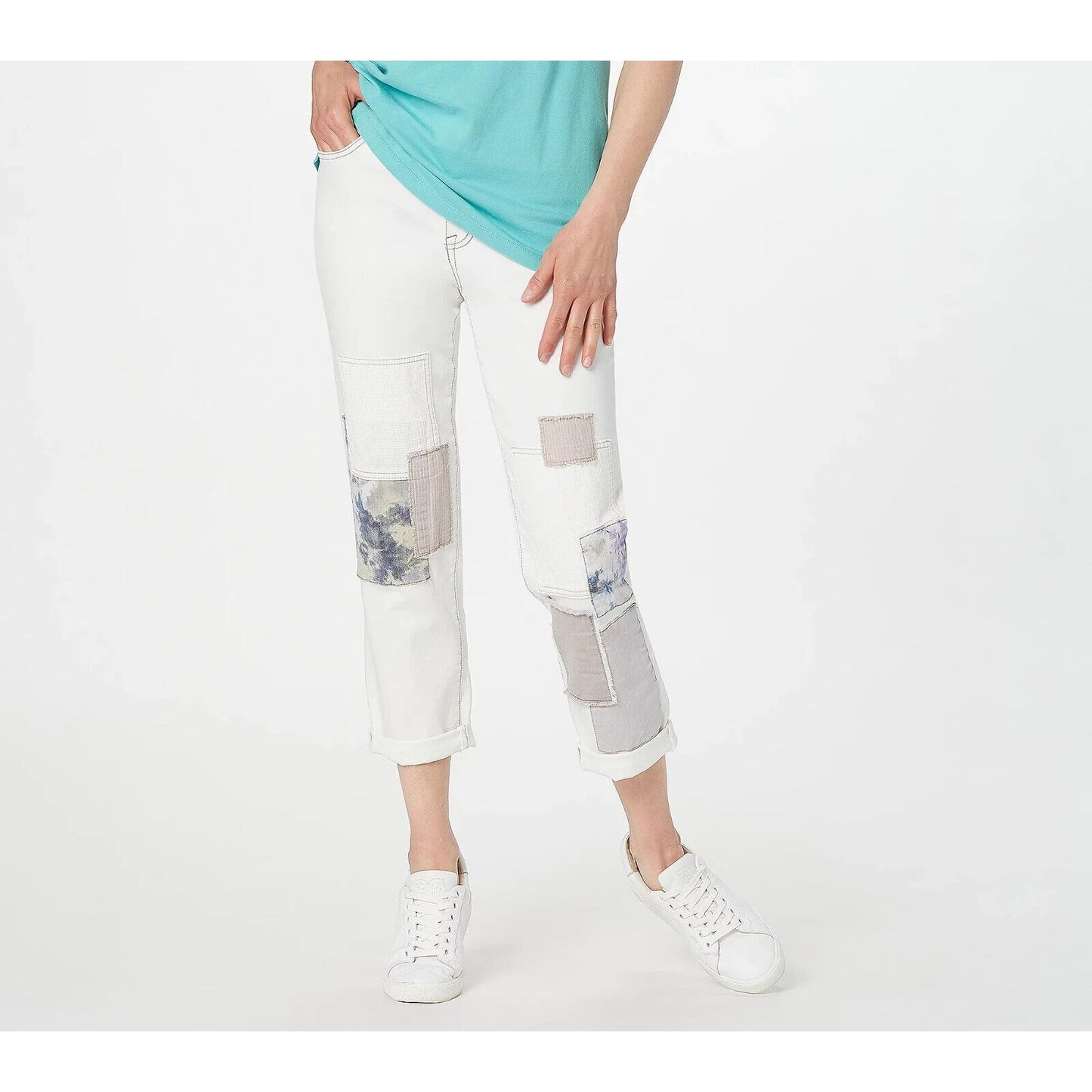 LOGO Lavish by Lori Goldstein Slim-Leg Boyfriend Jeans-Alabaster-Reg 12-A395470
