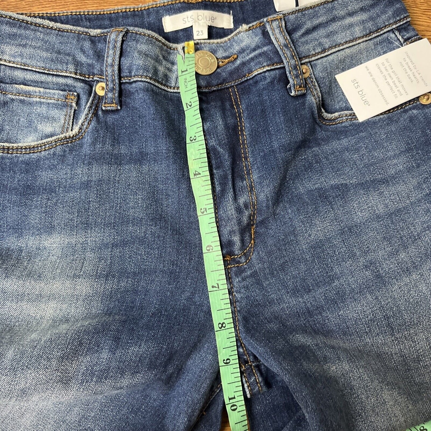 M1083 STS BLUE Caroline High Rise Straight Leg Raw Hem Jeans Blue Womens Size 23