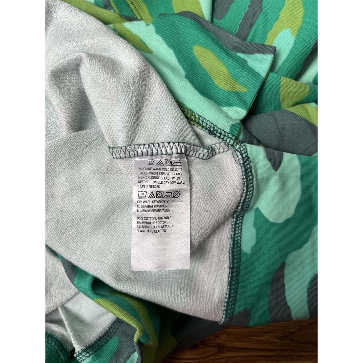 Sport Savvy Printed Terry Raglan Elbow Slv Dress Sea Pine Camo XL NWOT A487111