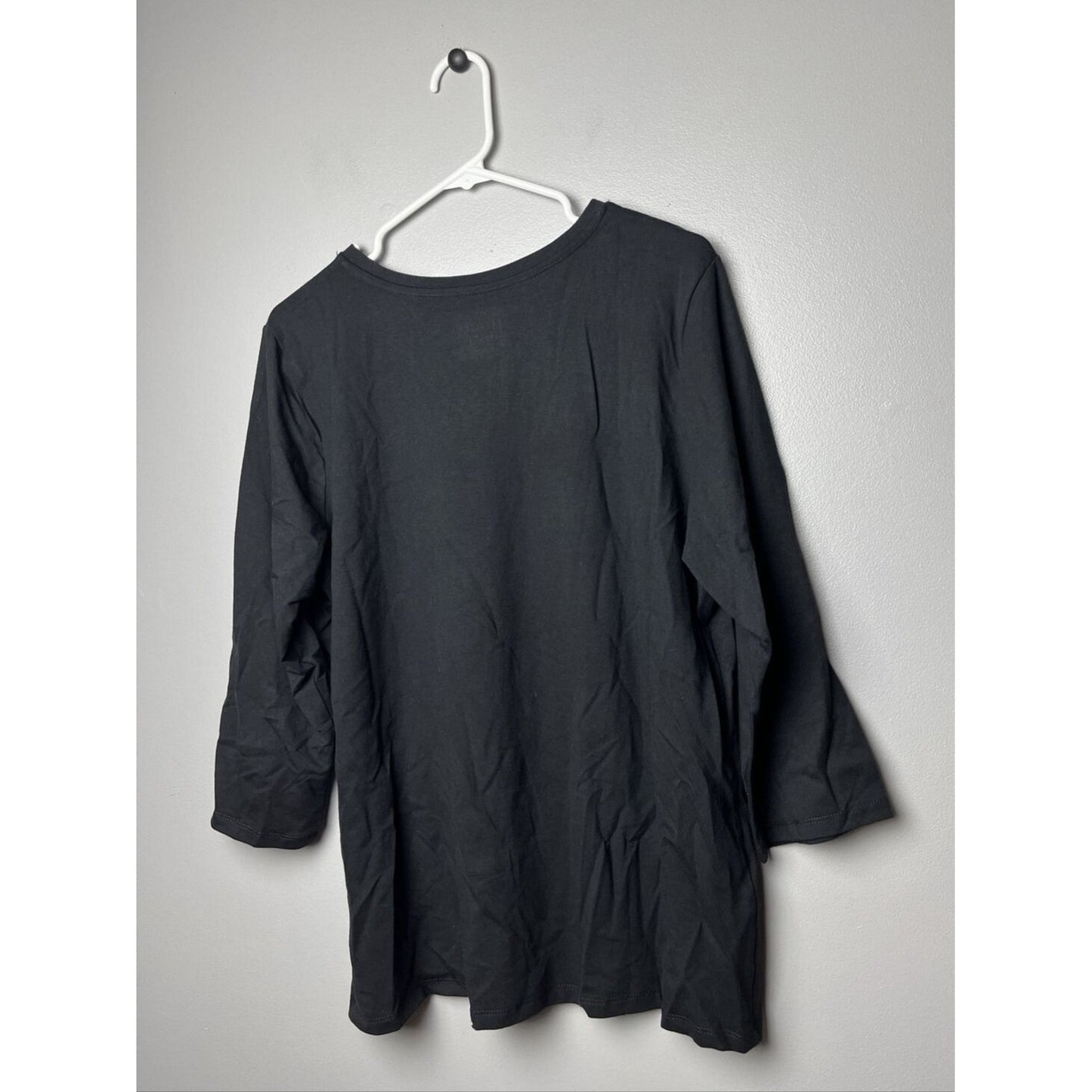 Denim & Co. Essentials Perfect Jersey 3/4 Sleeve Top Sz Large Color Black A91601