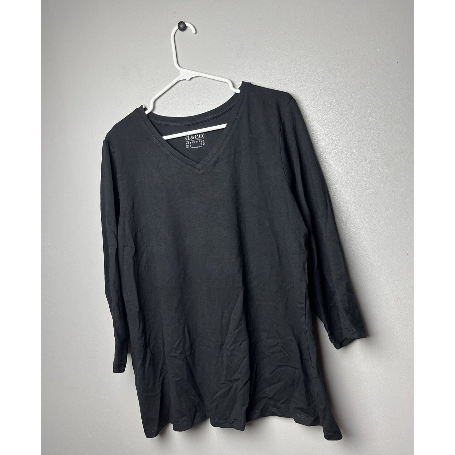 Denim & Co. Essentials Perfect Jersey 3/4 Sleeve Top Sz Large Color Black A91601