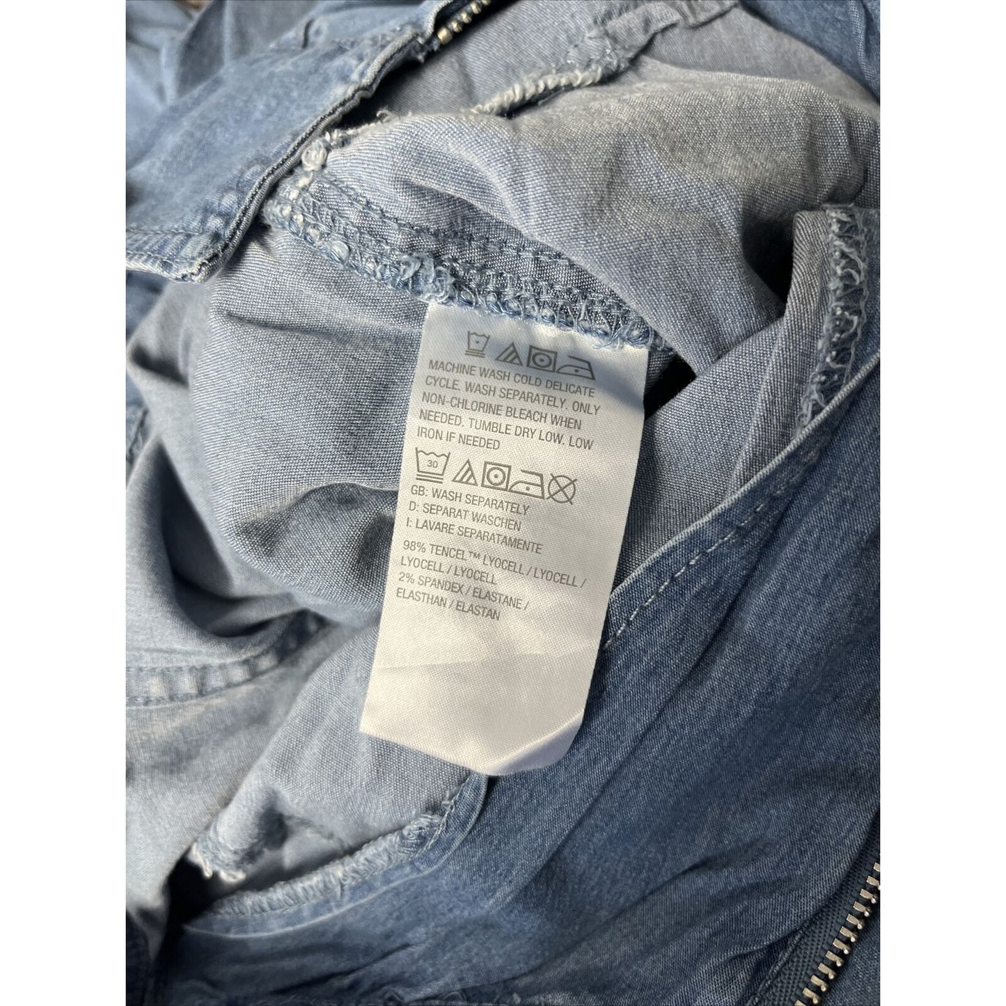 Candace Cameron Bure Short Sleeve Tencel Denim Jumpsuit Medium Malibu A396639