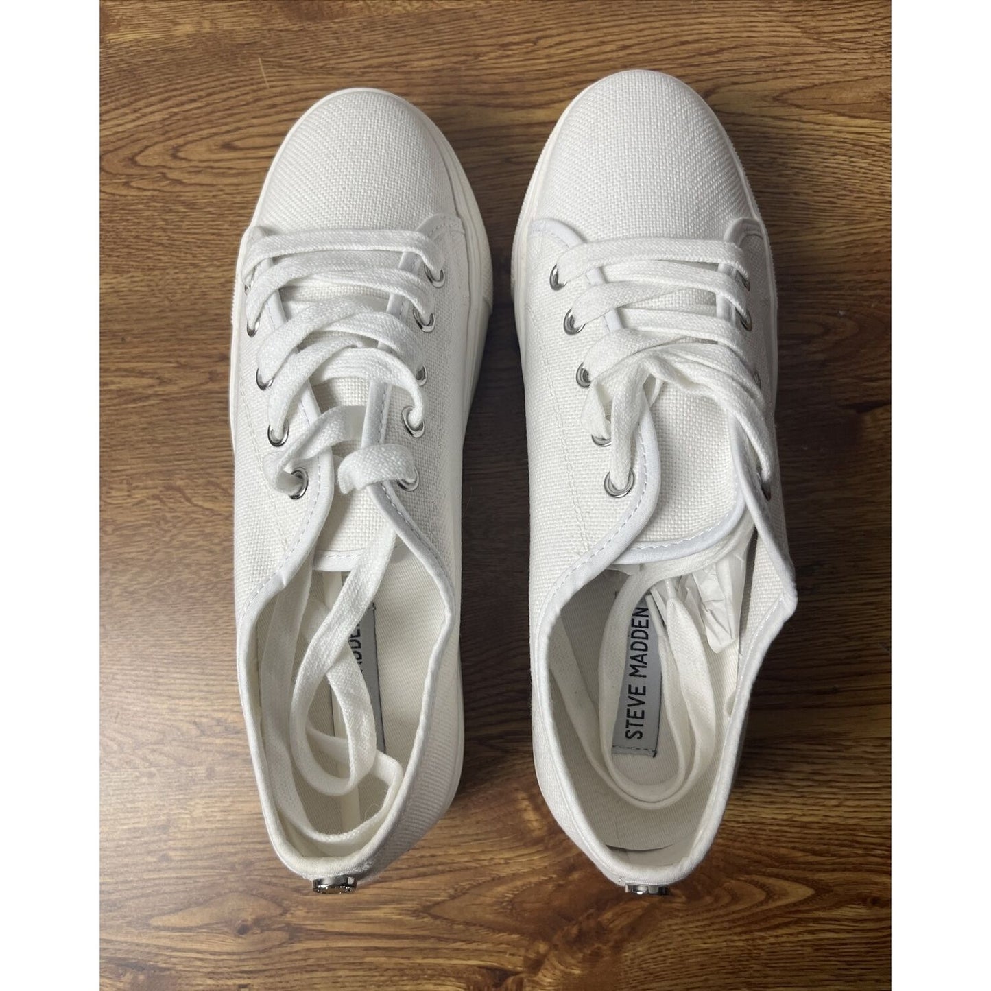 Steve Madden Elore White Lace Up Chunky Heel Low Top Breathable Sneakers Sz 9.5M