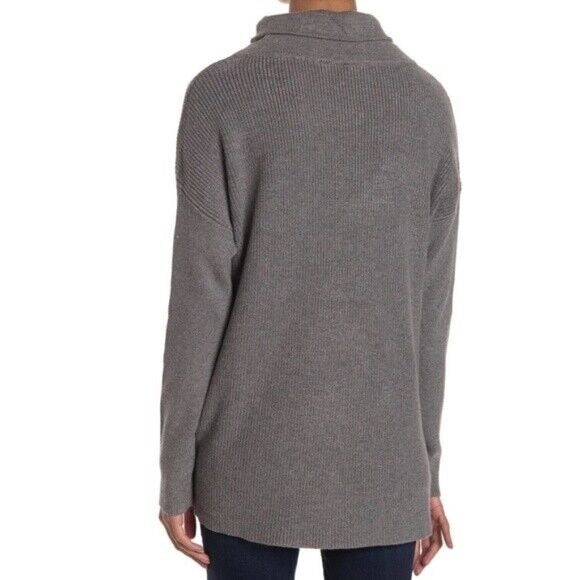 Devotion by Cyrus Charcoal Grey Cowl Neck Ribbed High Low Sweater Size XS