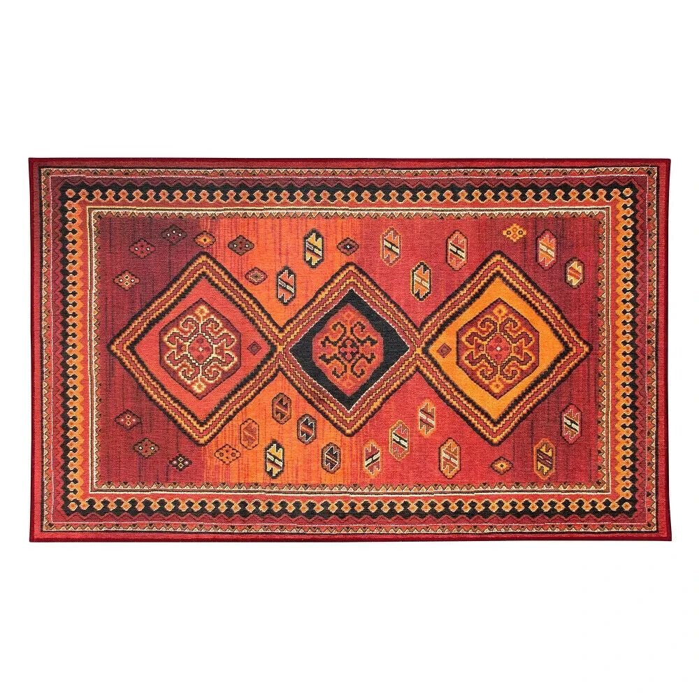 My Magic Carpet Phoenix Kilim Garnet Medallion Washable 3 Ft. X 5 Ft. Area Rug