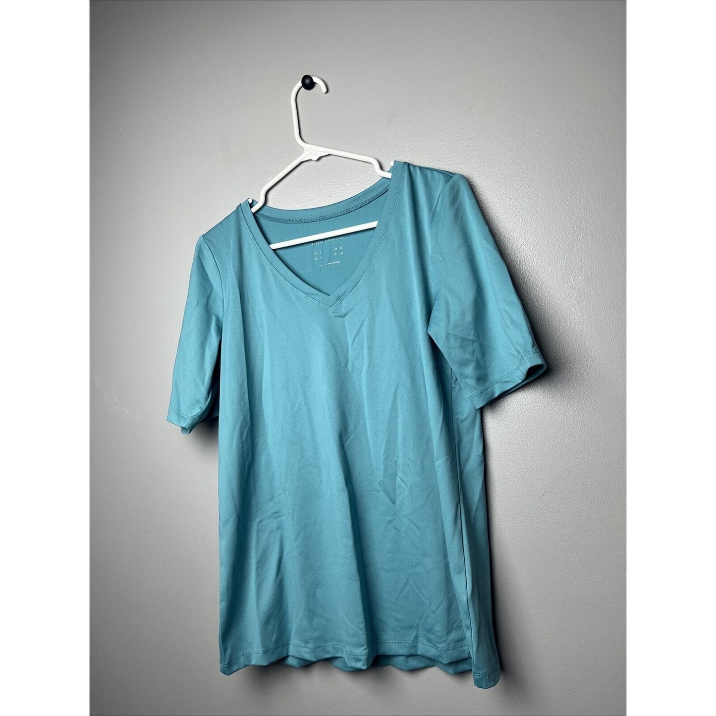 Susan Graver Modern Essentials Butterknit V-Neck Shirt Teal Ridge Size Small