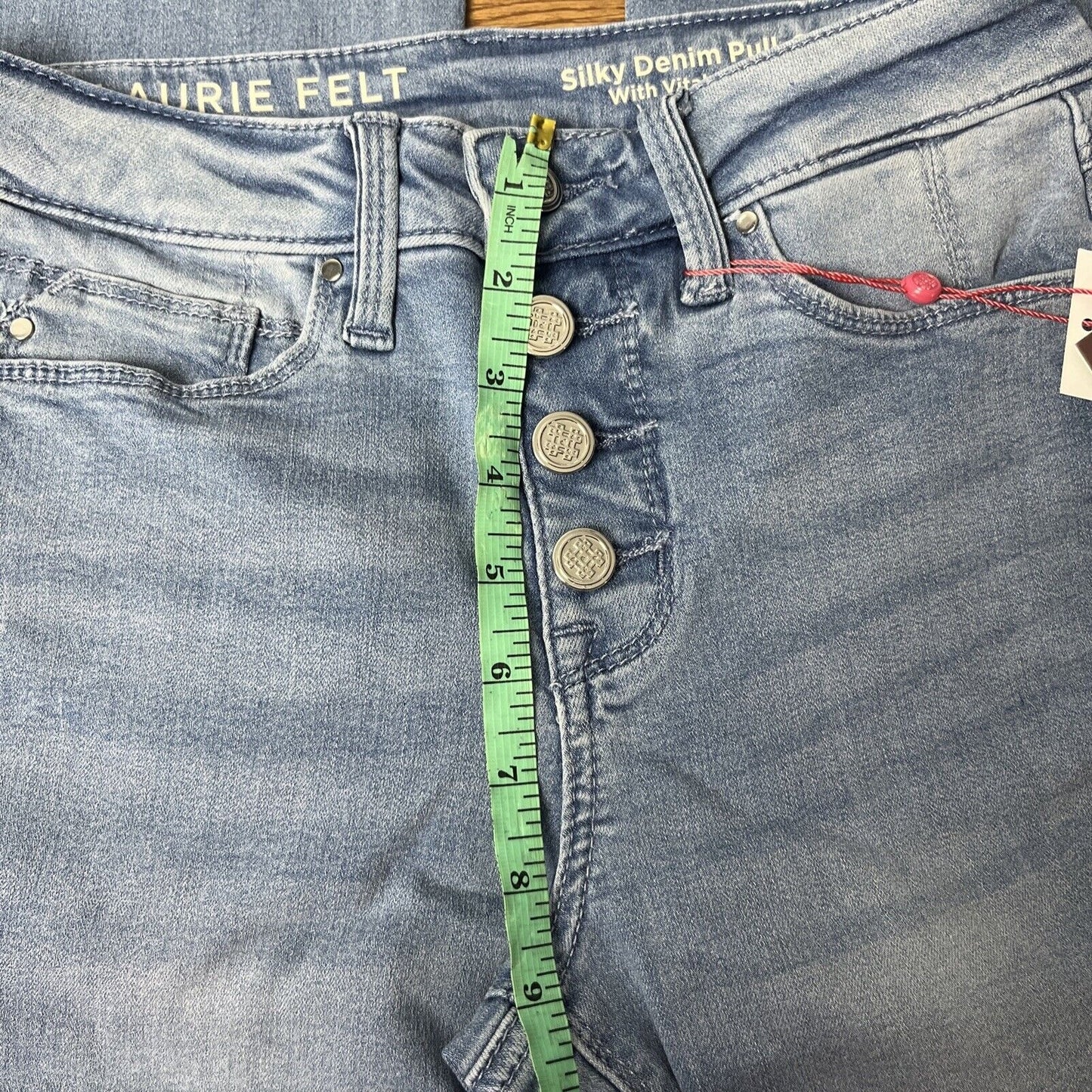 NWT Laurie Felt Silky Denim Pull-On Bootcut Jeans Button Vintage Blue Size XXS