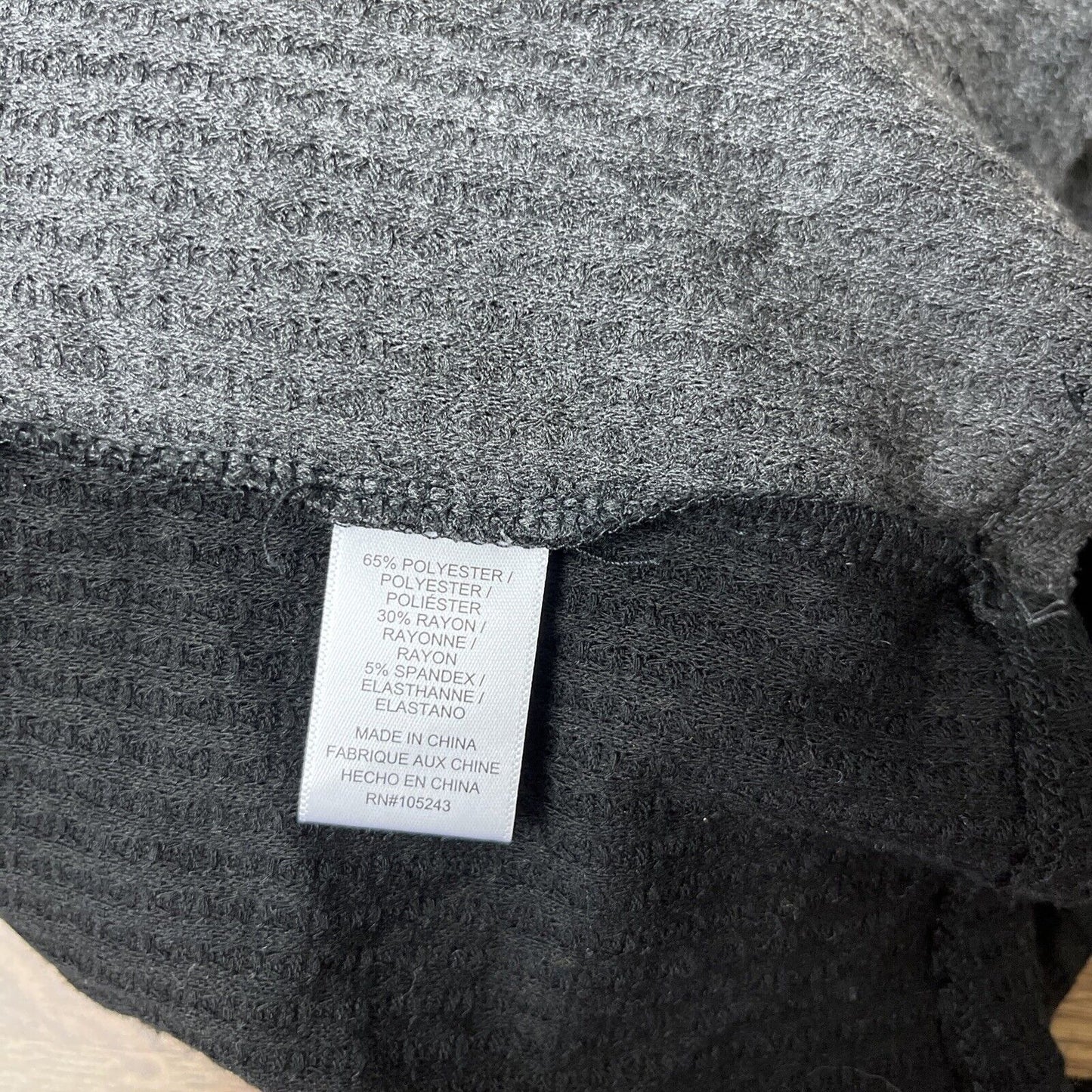Bobeau Waffle Color Block Cardigan in Gray Black Size Small