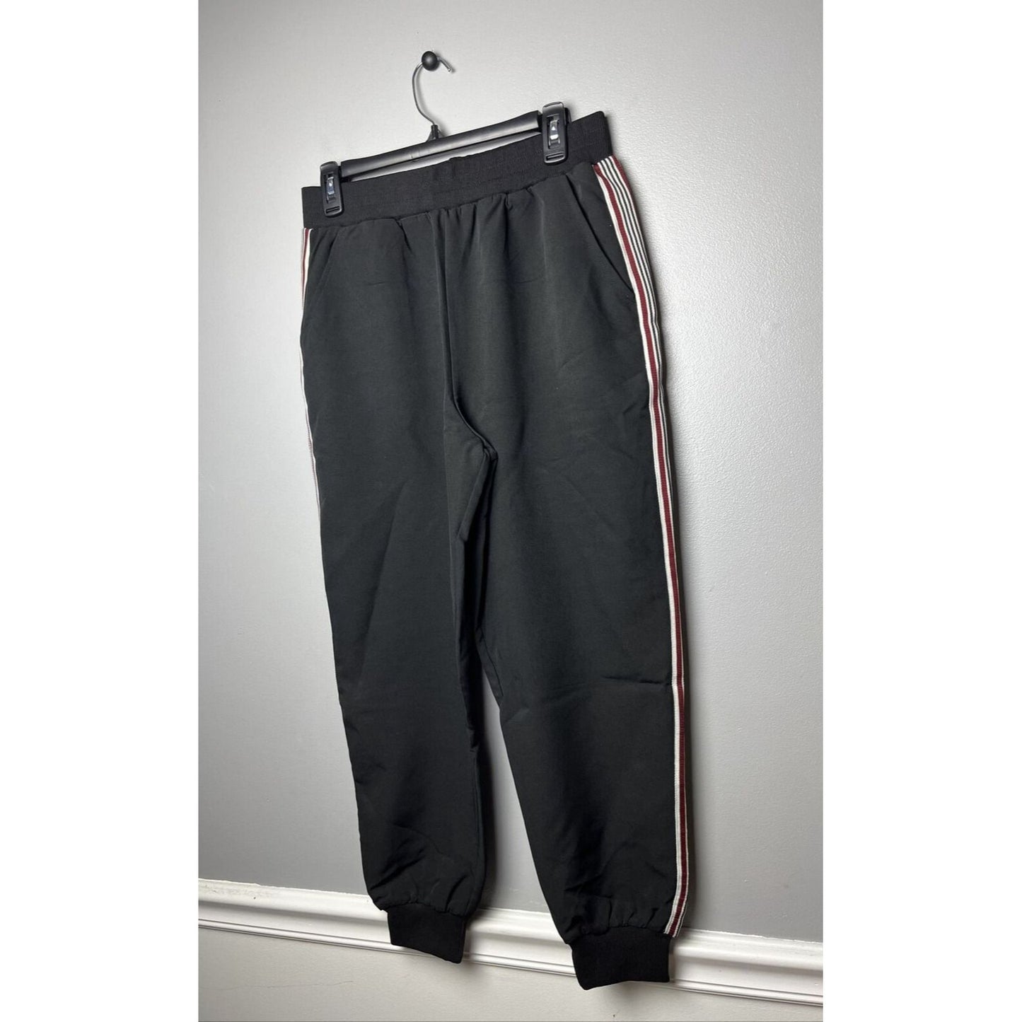 Bishop + Young Black Regular Designer Stripe Jogger Pants New Size Medium