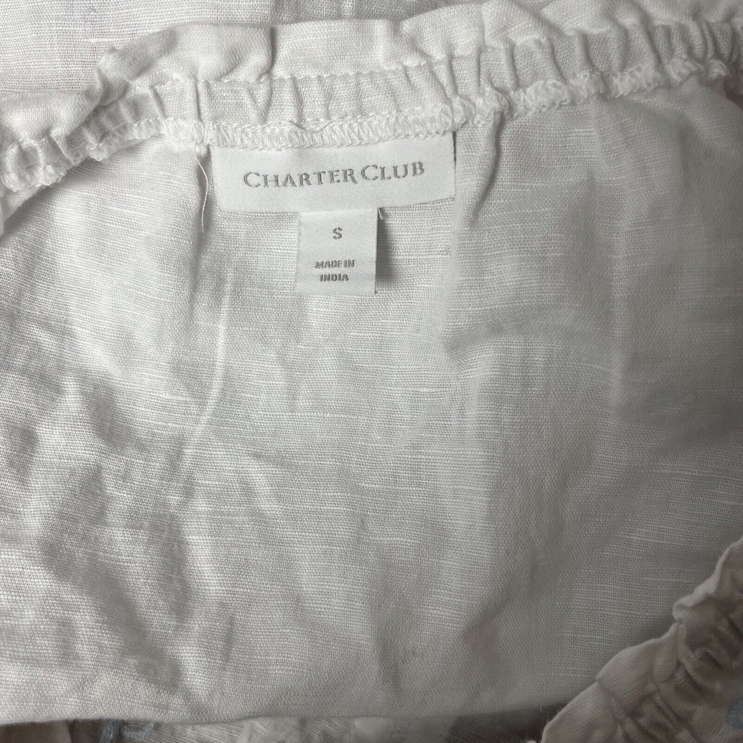 Women's Linen Embroidered Front Blouse Charter Club Luxury Size Small