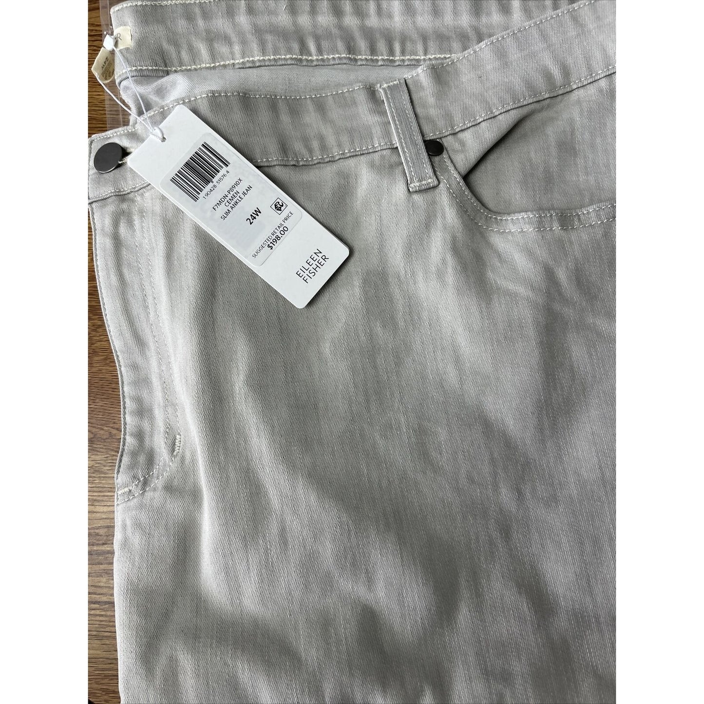 NWT Eileen Fisher Organic Cotton Blend Skinny Jeans, Plus Size 24W - CEMENT GRAY