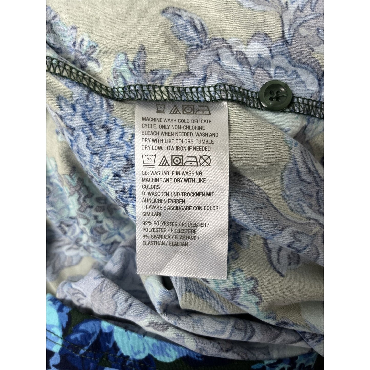 Isaac Mizrahi Live! Button Front Sleep Set Shirt Ink Blue Large NWOT