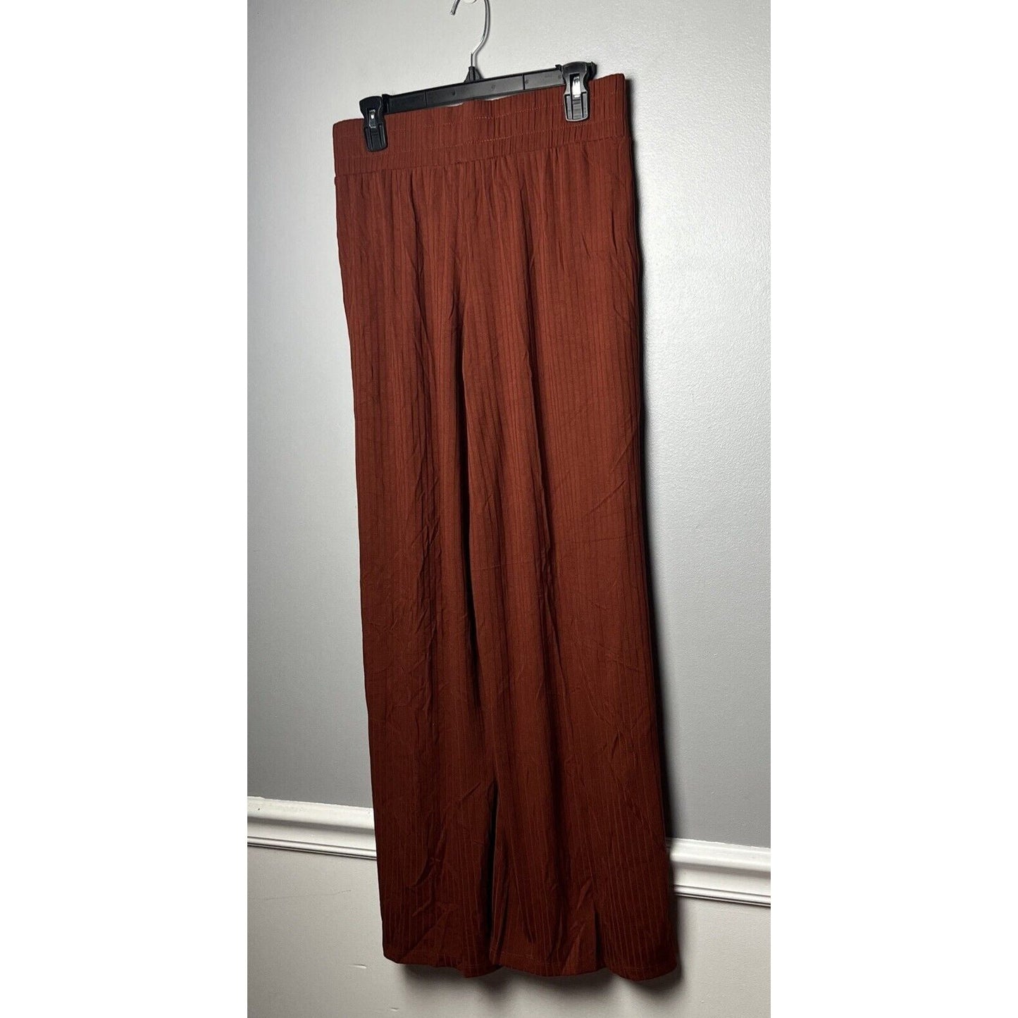 Cuddl Duds Wide Rib Wide Leg Pants Brandy Brown Small NEW A391707