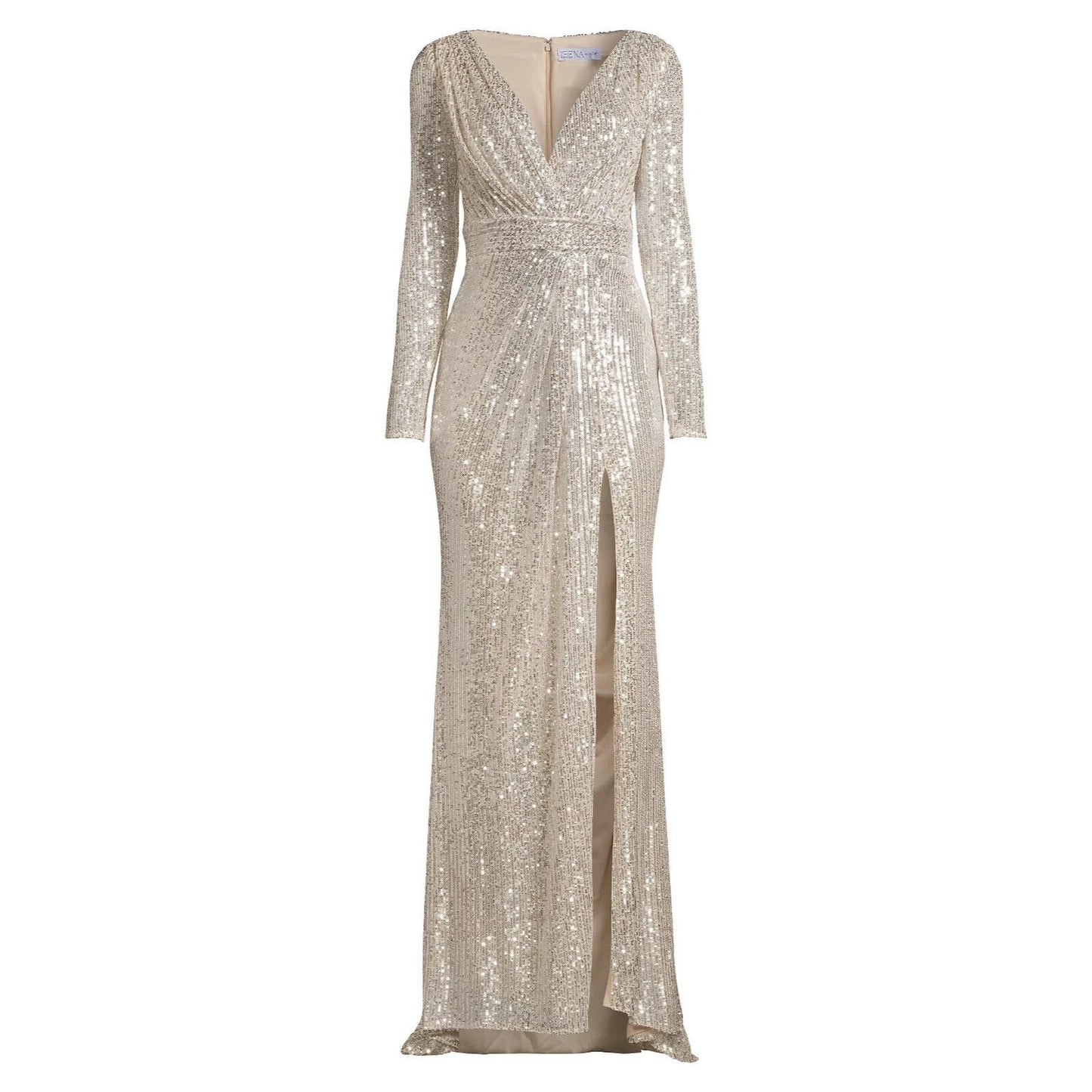 Mac Duggal Sequined Evening Gown Silver Size 14