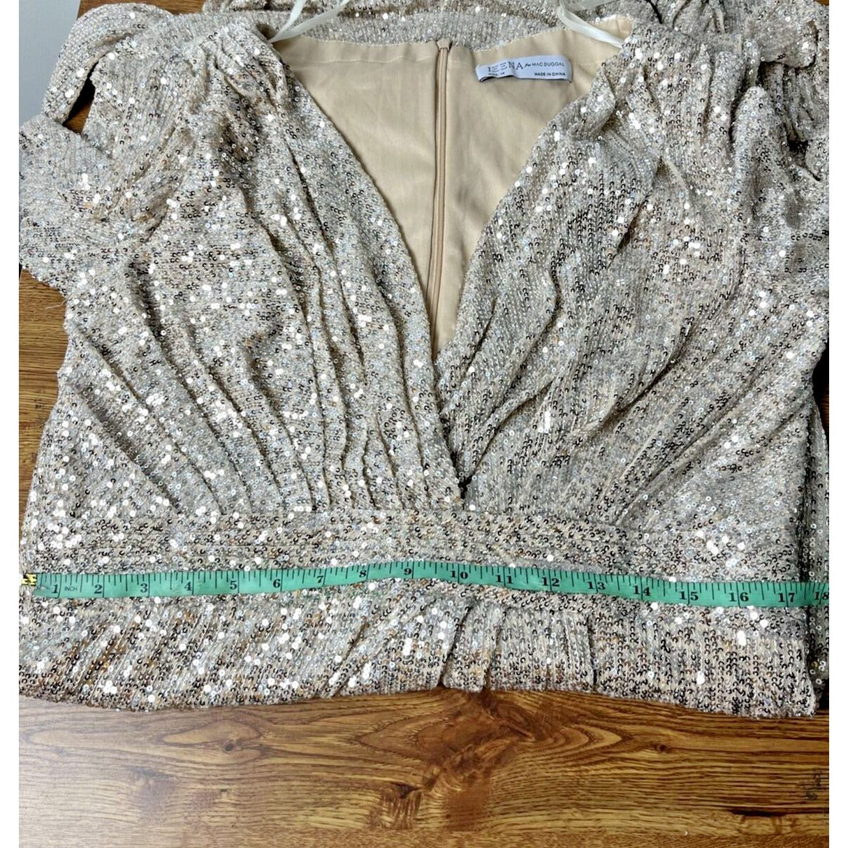 Mac Duggal Sequined Evening Gown Silver Size 14