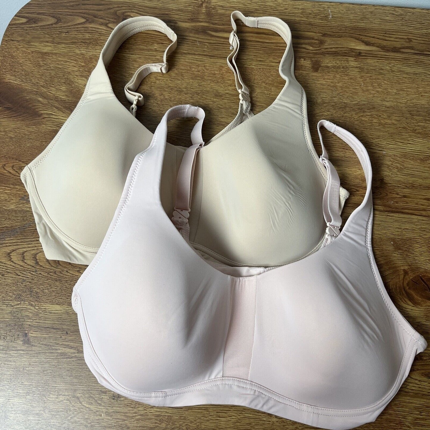 Cuddl Duds Sz L One Size Set of 2 Smooth Micro Lightly Lined Bra Pink and Beige