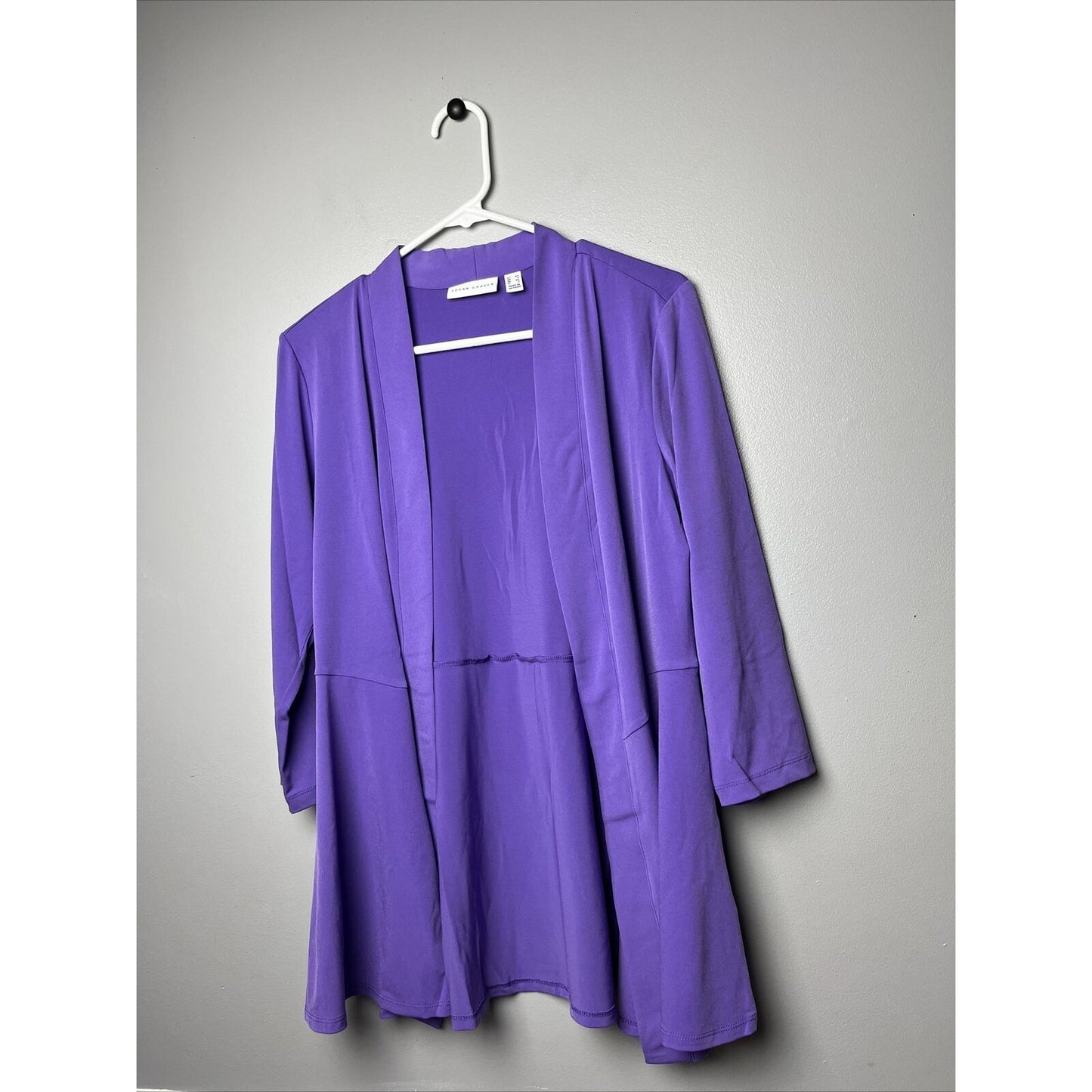 Susan Graver Liquid Knit Cardigan and Printed Tank Set Lavender/Ocean, XS