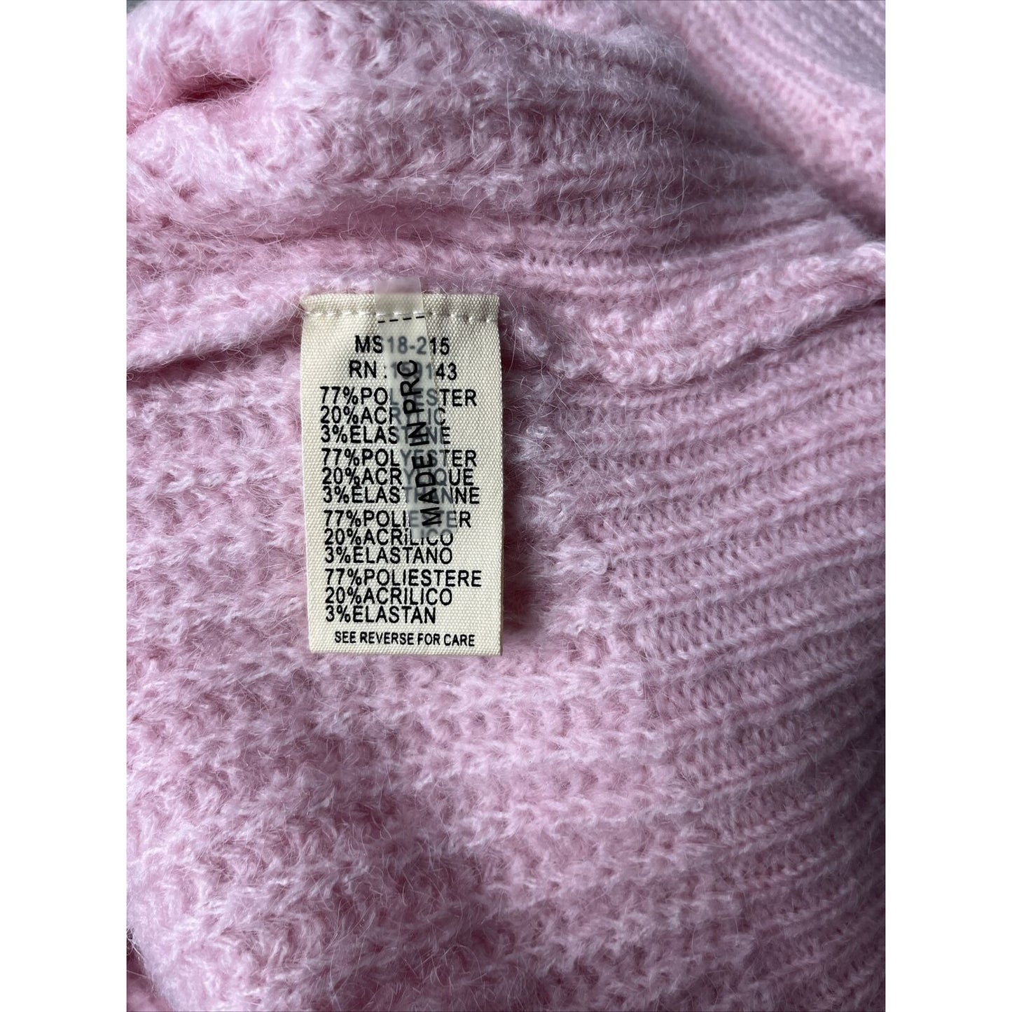 FRNCH Paris Women's Pink Pullover Mock Neck Sweater, Size S/M