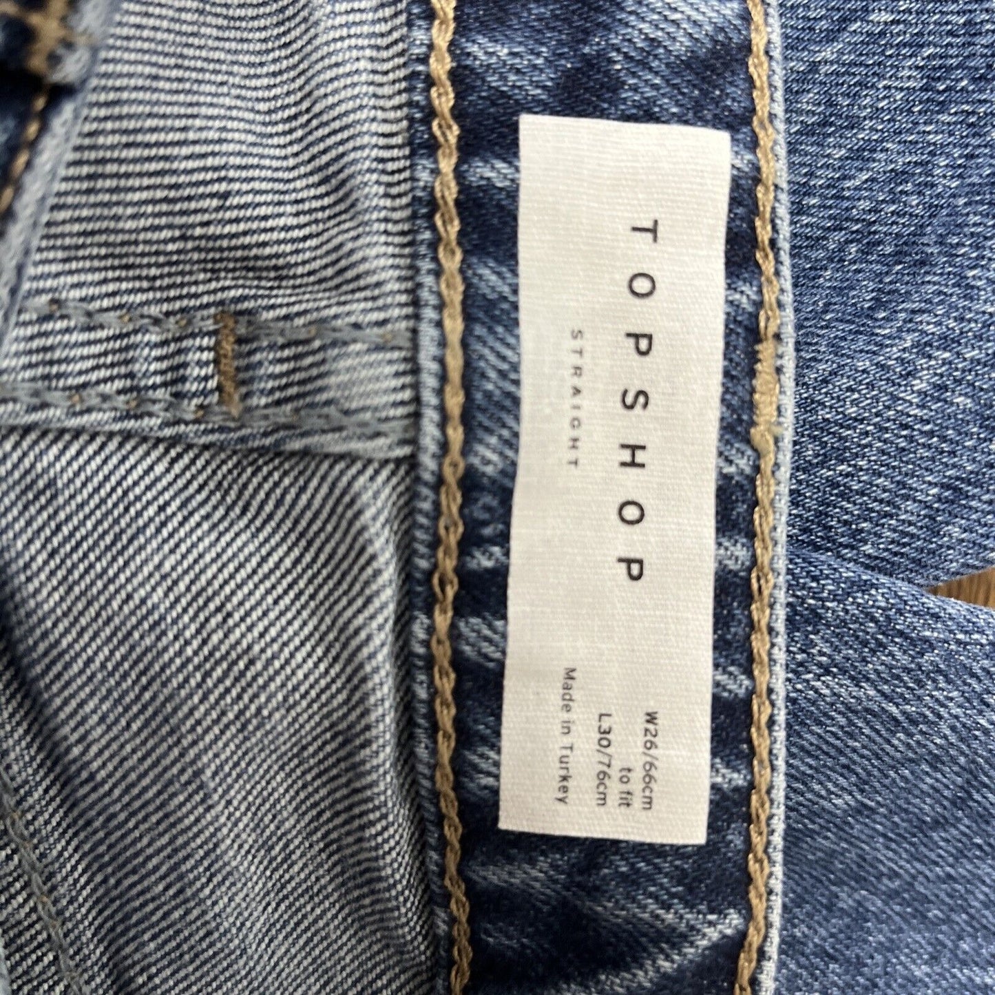 New Topshop Raw Hem Crop Straight Leg Jeans Women's 26 x 30 Blue Denim