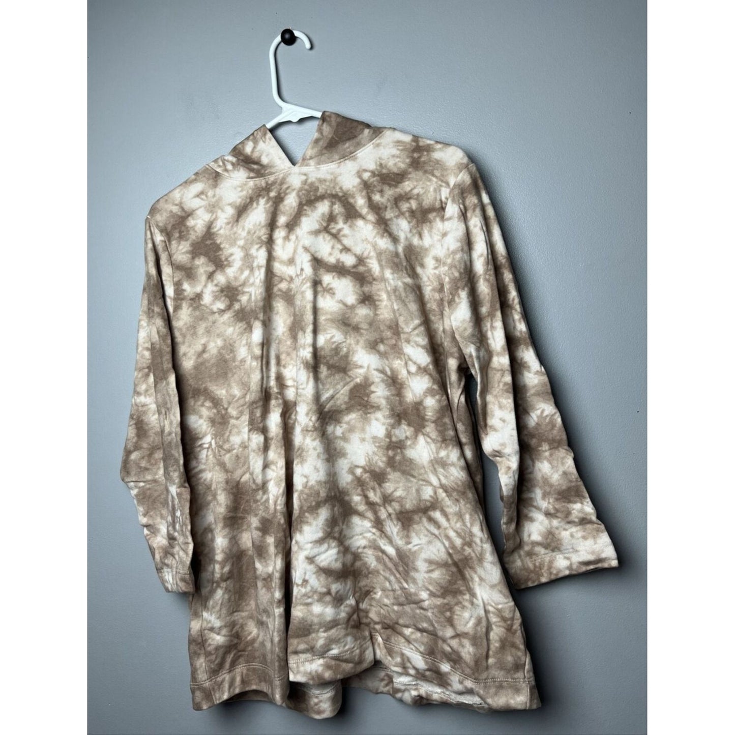 AnyBody Printed Brushed Towel Terry Hoodie Almond TieDye, Large