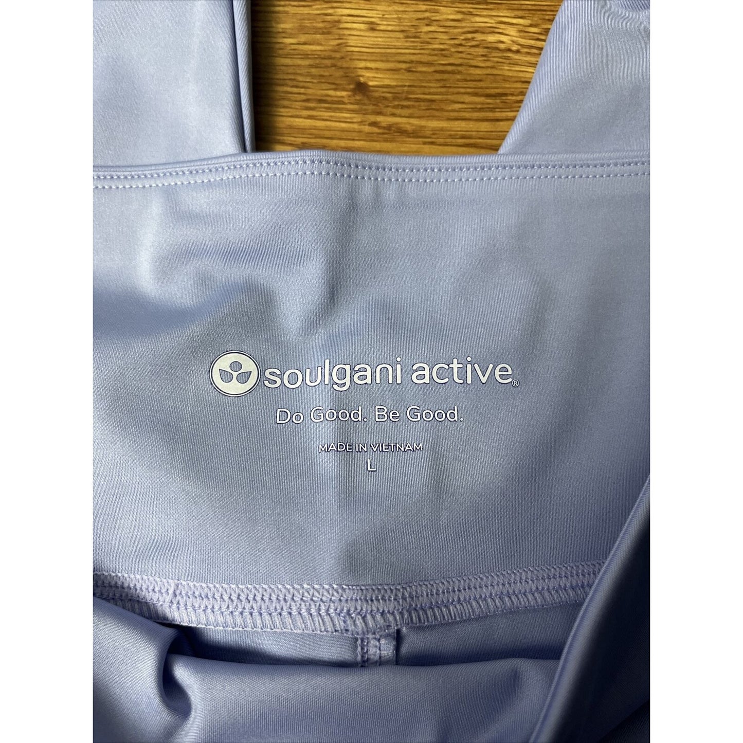 Soulgani Active Bali Beach Babe Strong Soul Leggings Women's Size Large Blue